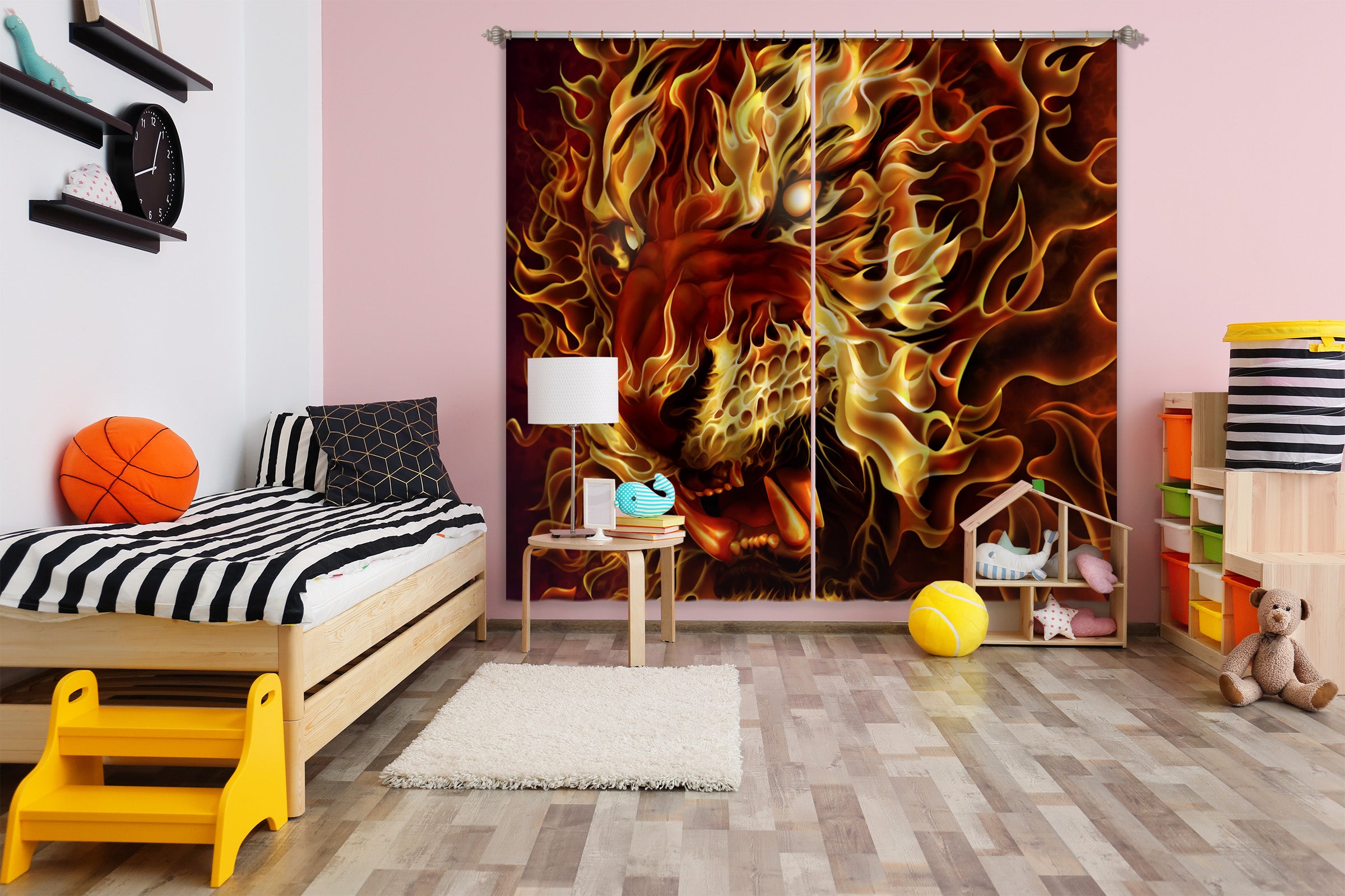 3D Flame Tiger 5082 Tom Wood Curtain Curtains Drapes