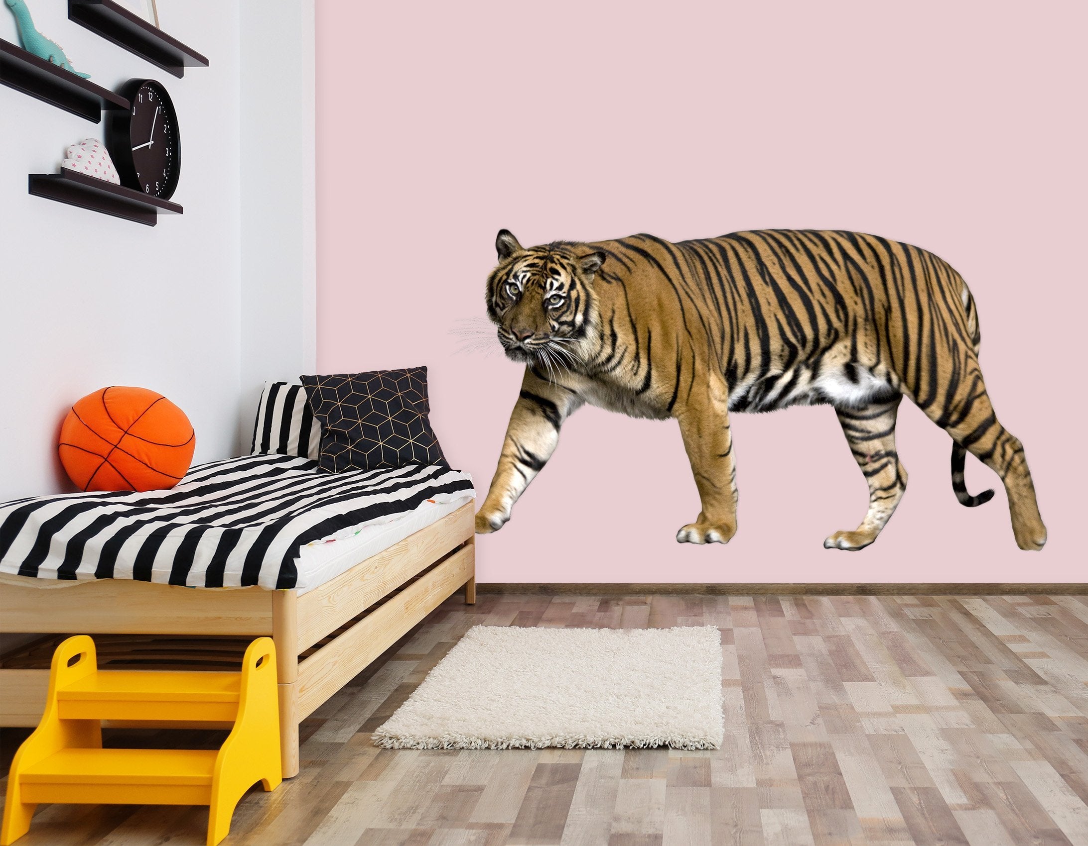 3D Walking Tiger 012 Animals Wall Stickers Wallpaper AJ Wallpaper 