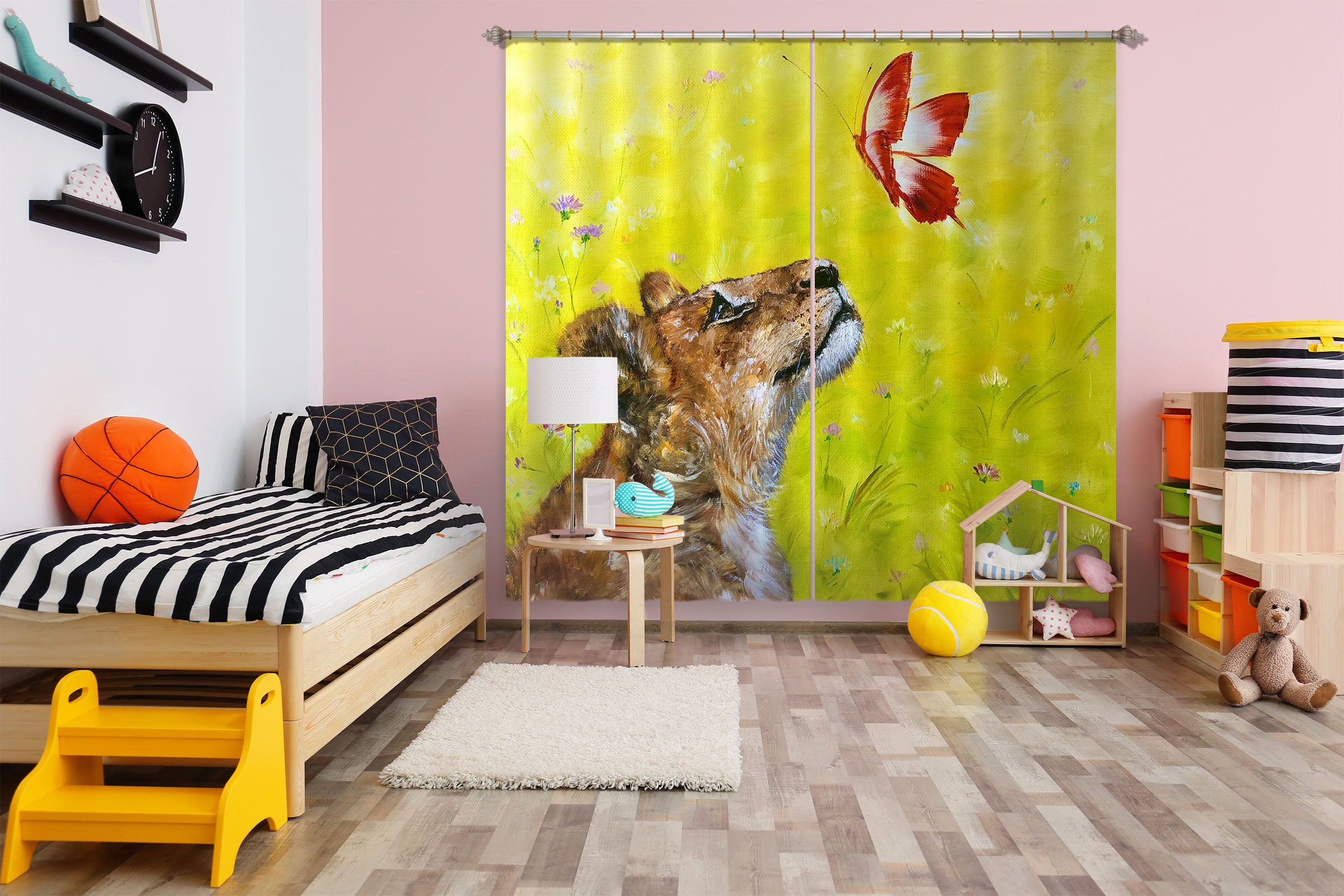 3D Lion Butterfly 2377 Skromova Marina Curtain Curtains Drapes