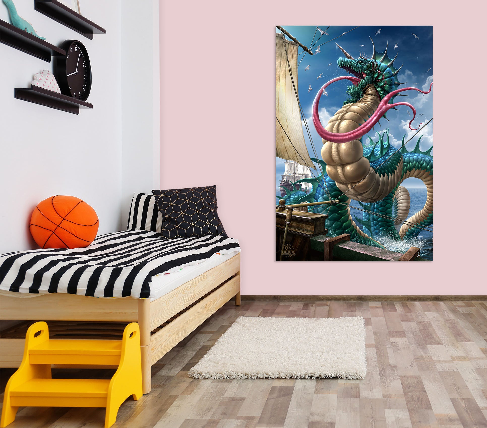 3D Long Tongue Dragon 5128 Tom Wood Wall Sticker