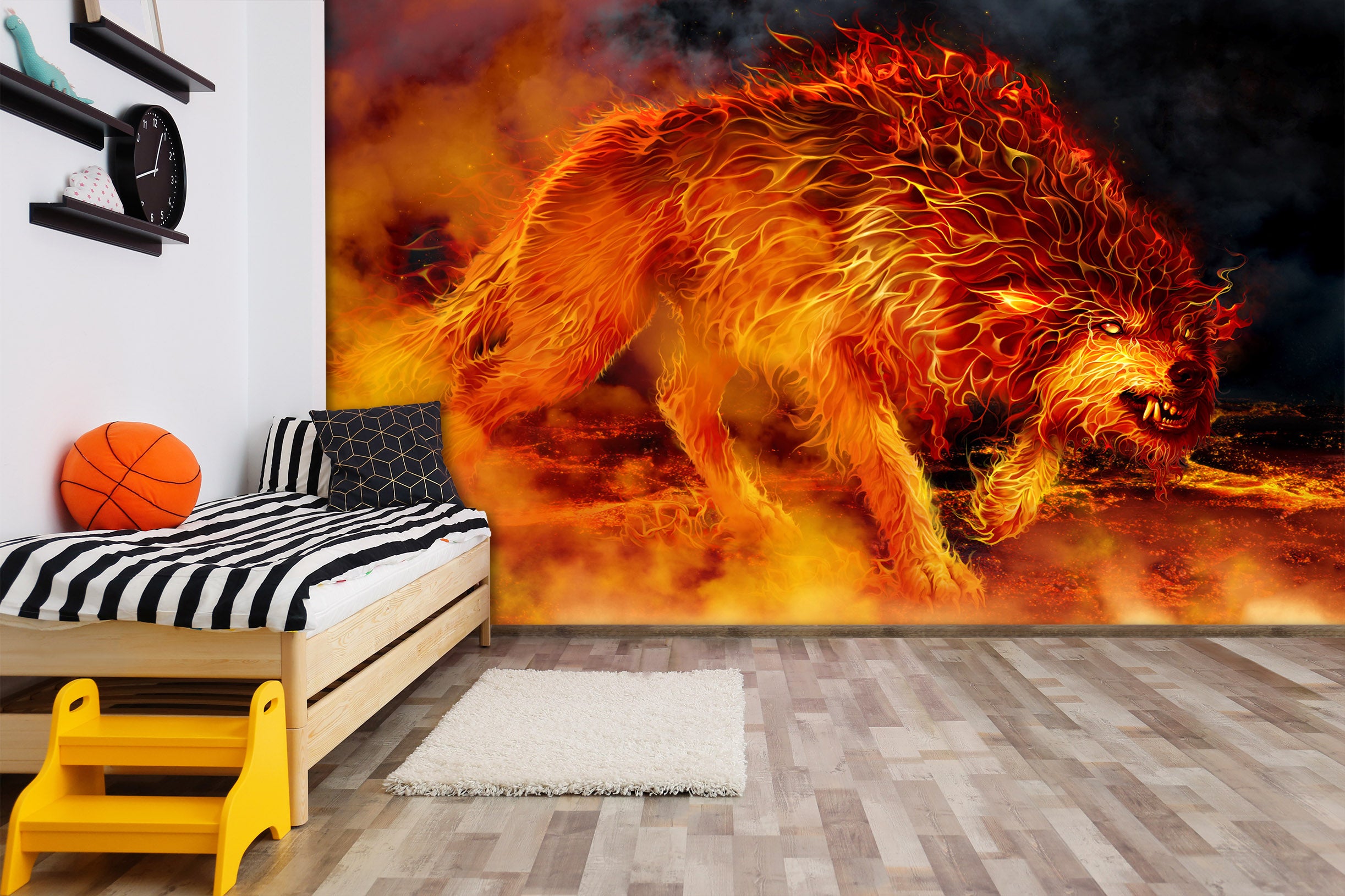3D Flaming Wolf 5009 Tom Wood Wall Mural Wall Murals
