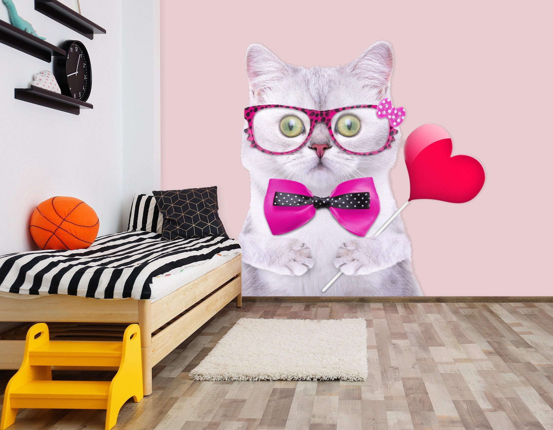 3D Fan Cat 180 Animals Wall Stickers Wallpaper AJ Wallpaper 