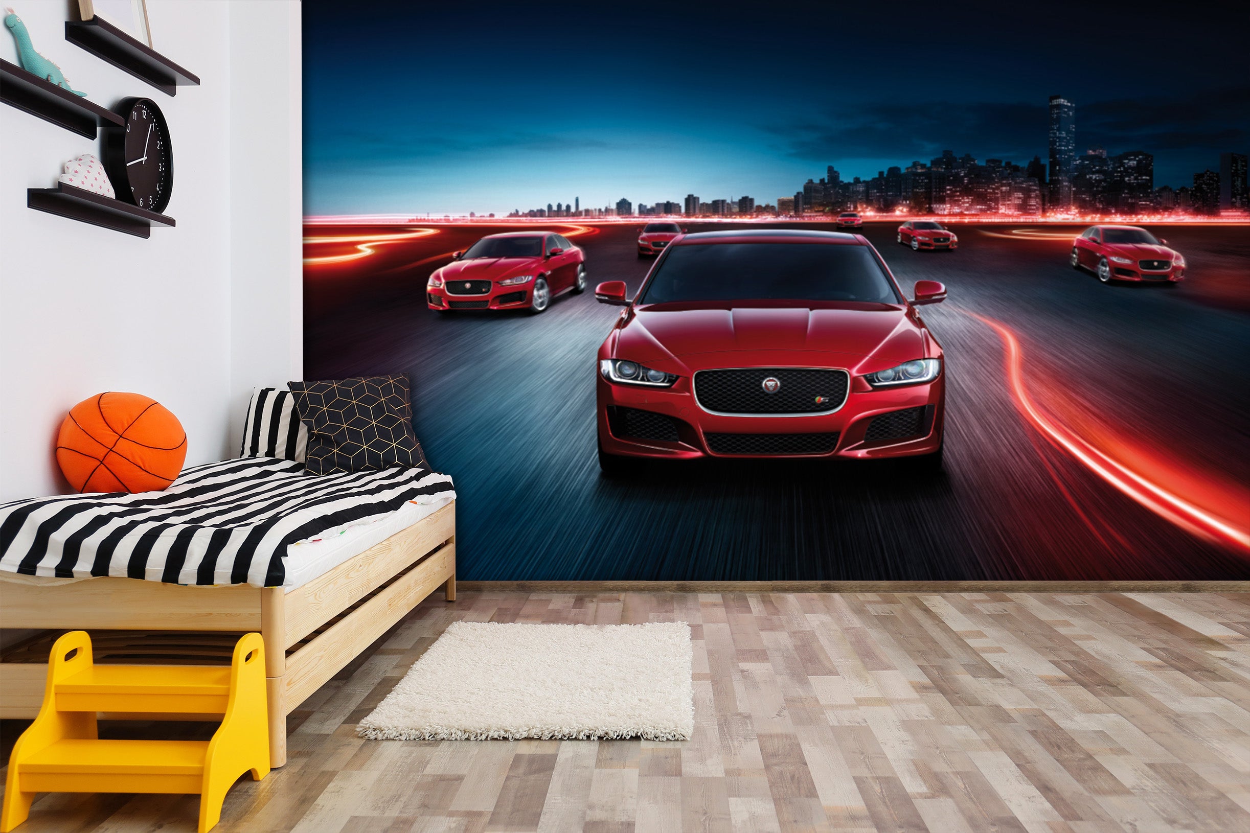 3D Red Car City 032 Vehicle Wall Murals