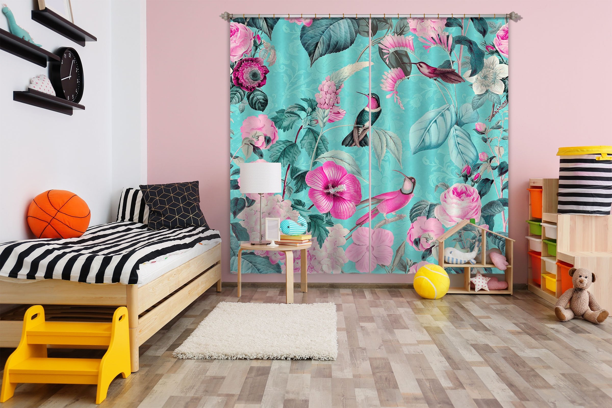3D Bird And Flower Forest 063 Andrea haase Curtain Curtains Drapes Wallpaper AJ Wallpaper 