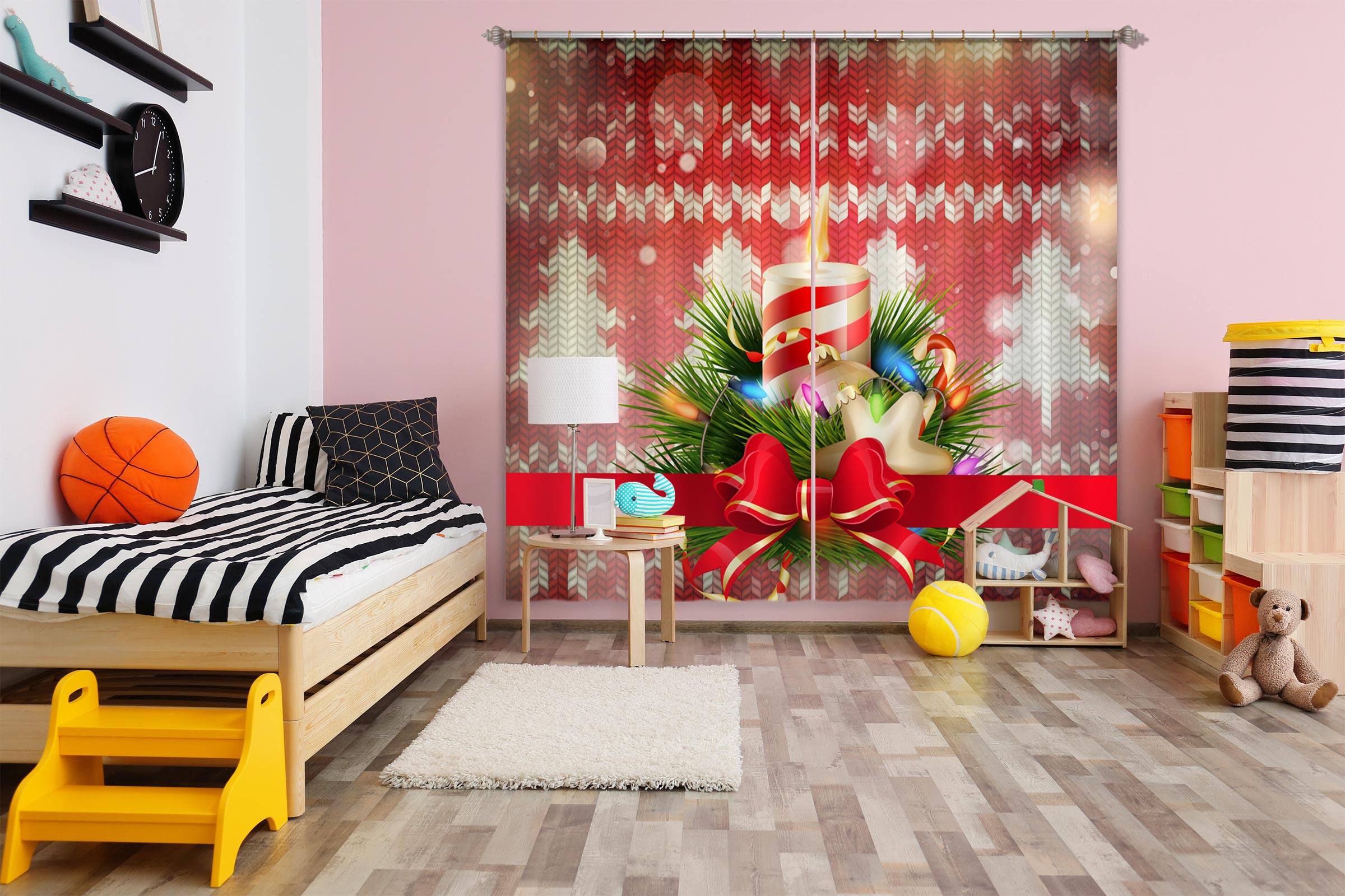 3D Candle Bow 53070 Christmas Curtains Drapes Xmas