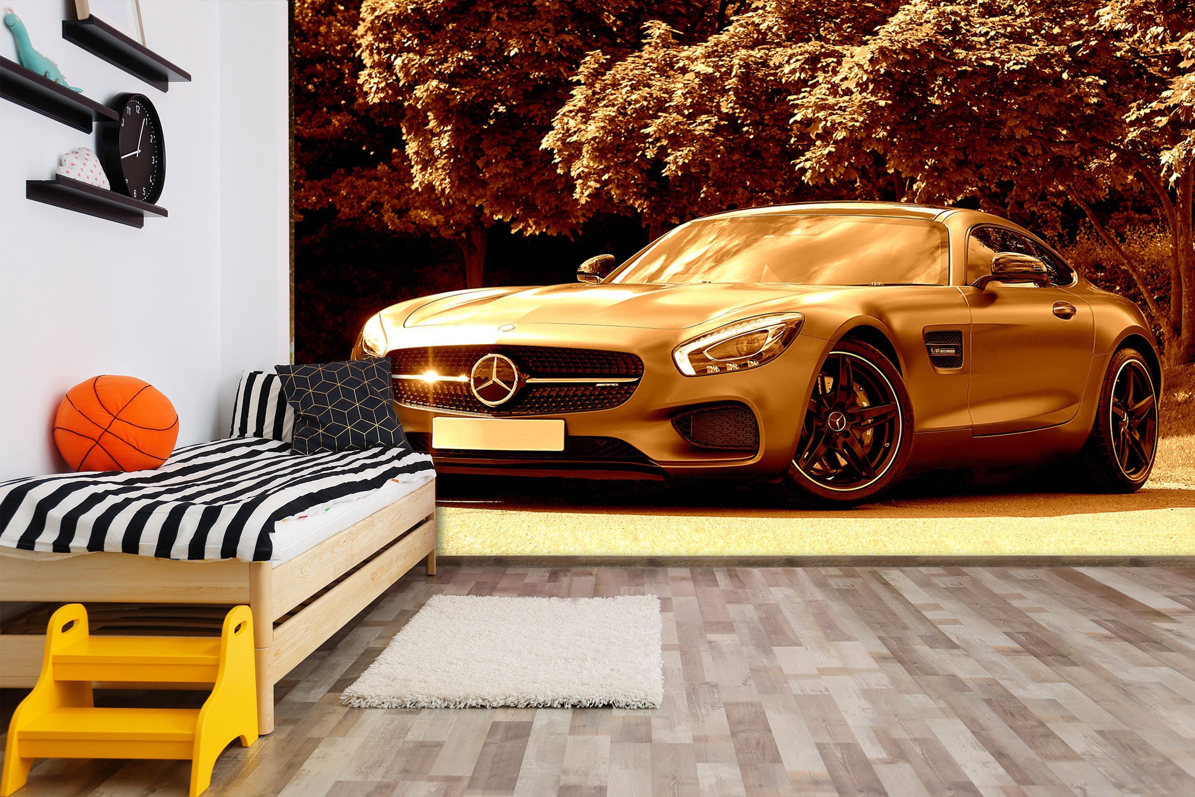 3D Tree Sports Car 059 Vehicle Wall Murals
