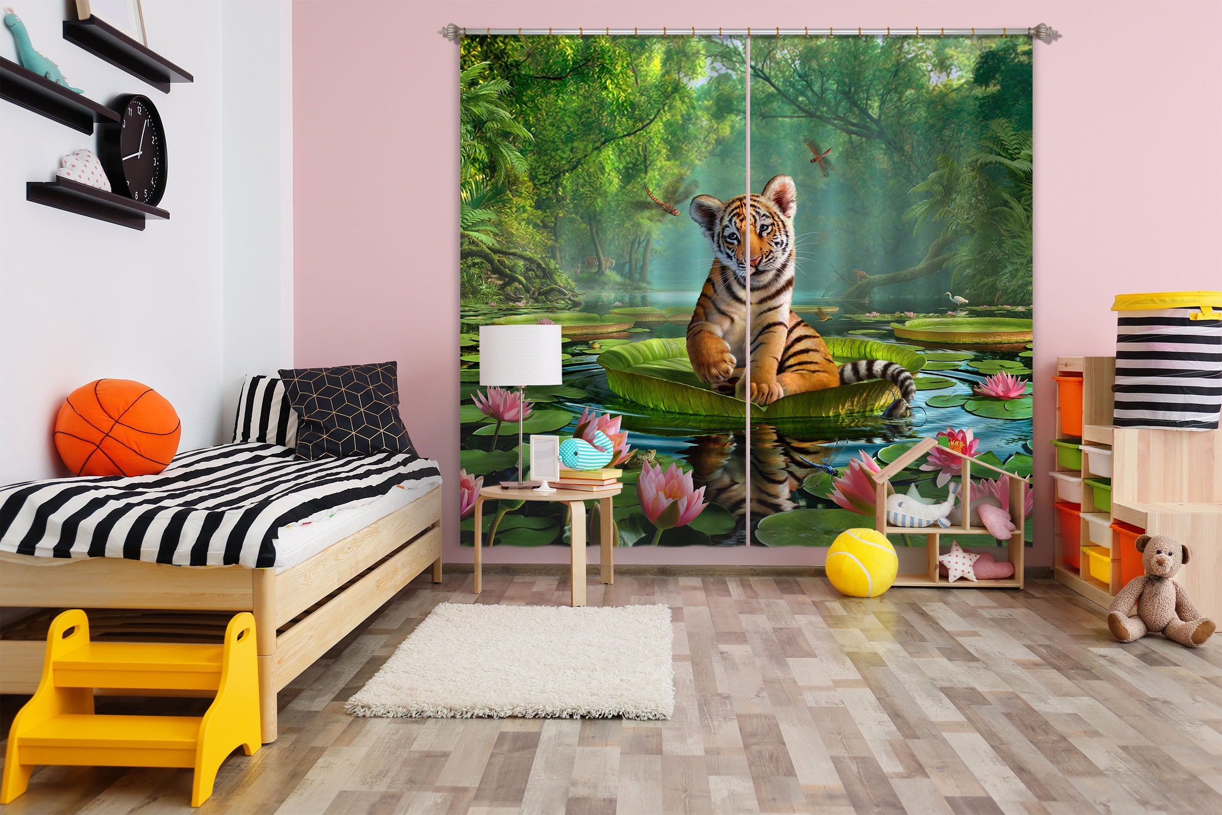 3D Tiger Lily 048 Jerry LoFaro Curtain Curtains Drapes