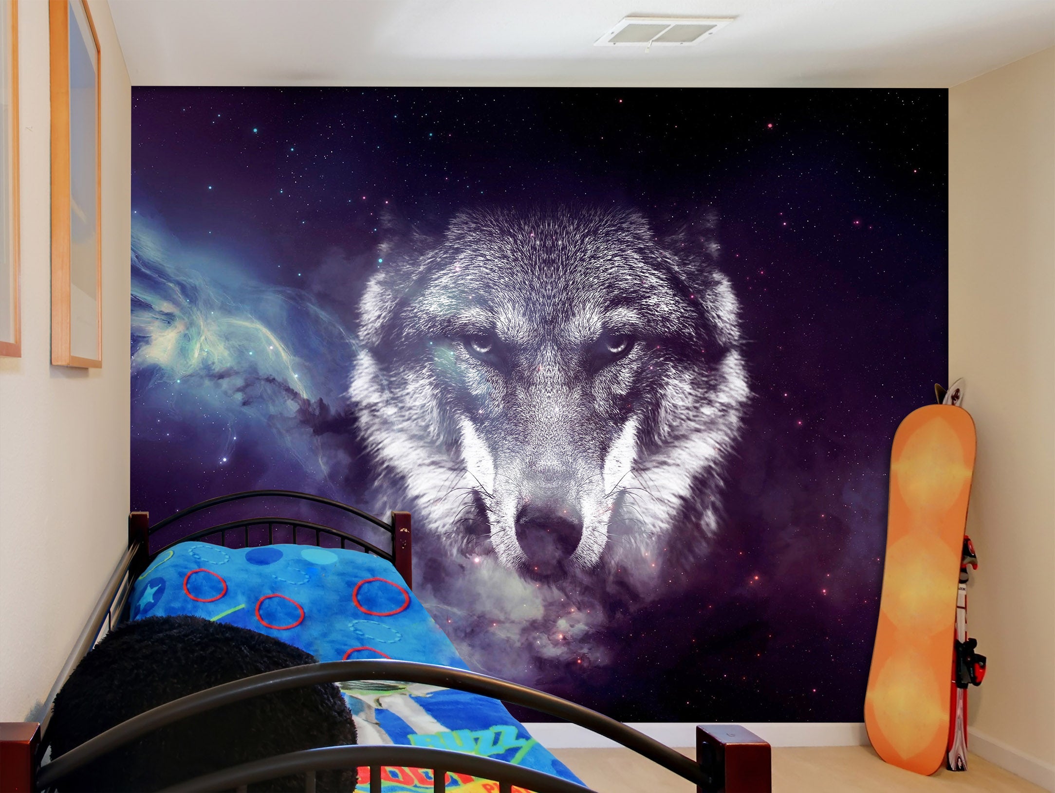 3D Wolf Head Stars 1142 Wall Murals