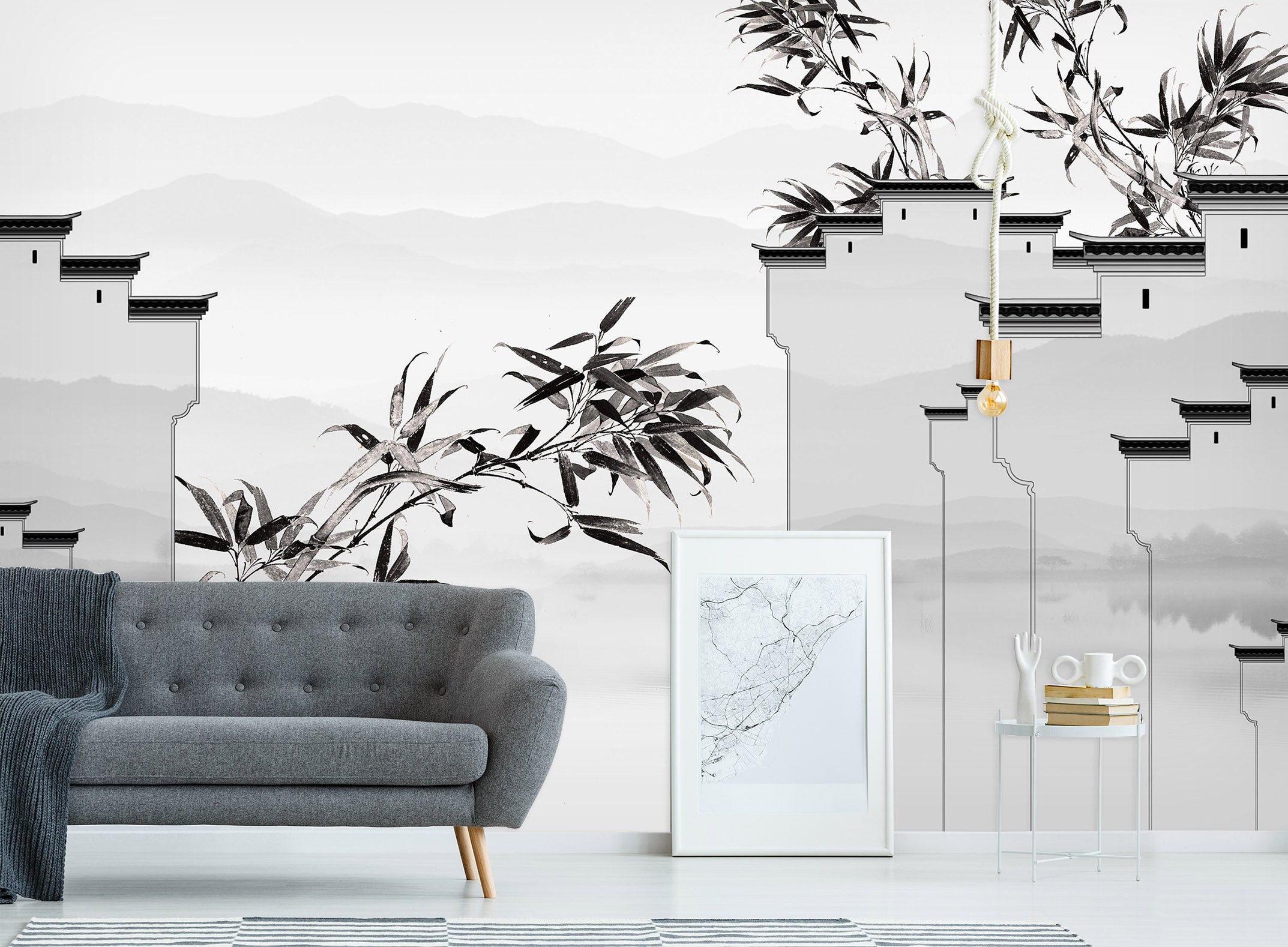 3D Black Bamboo Forest 1596 Wall Murals