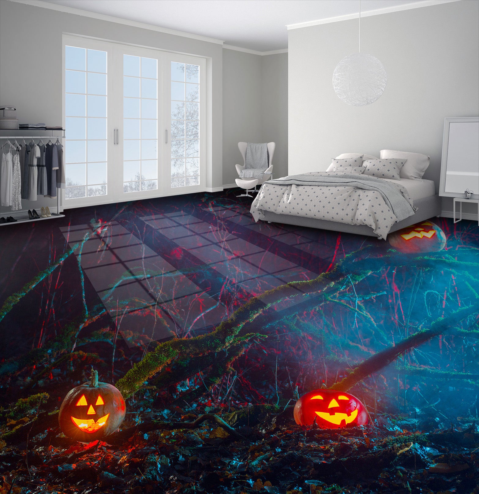 3D Pumpkin Root 019 Floor Mural  Self-Adhesive Sticker Bathroom Non-slip Waterproof Flooring Murals