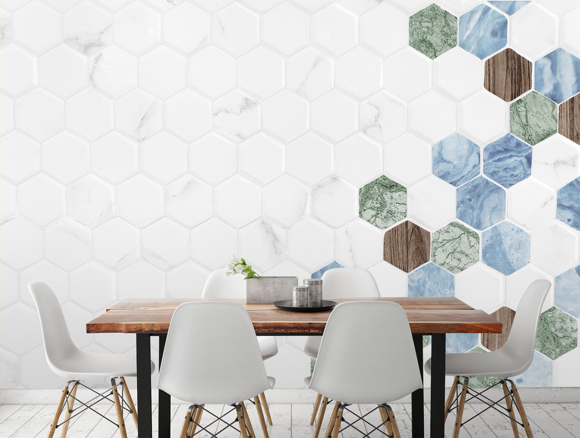 3D White Hexagon Graphic 77 Wall Murals