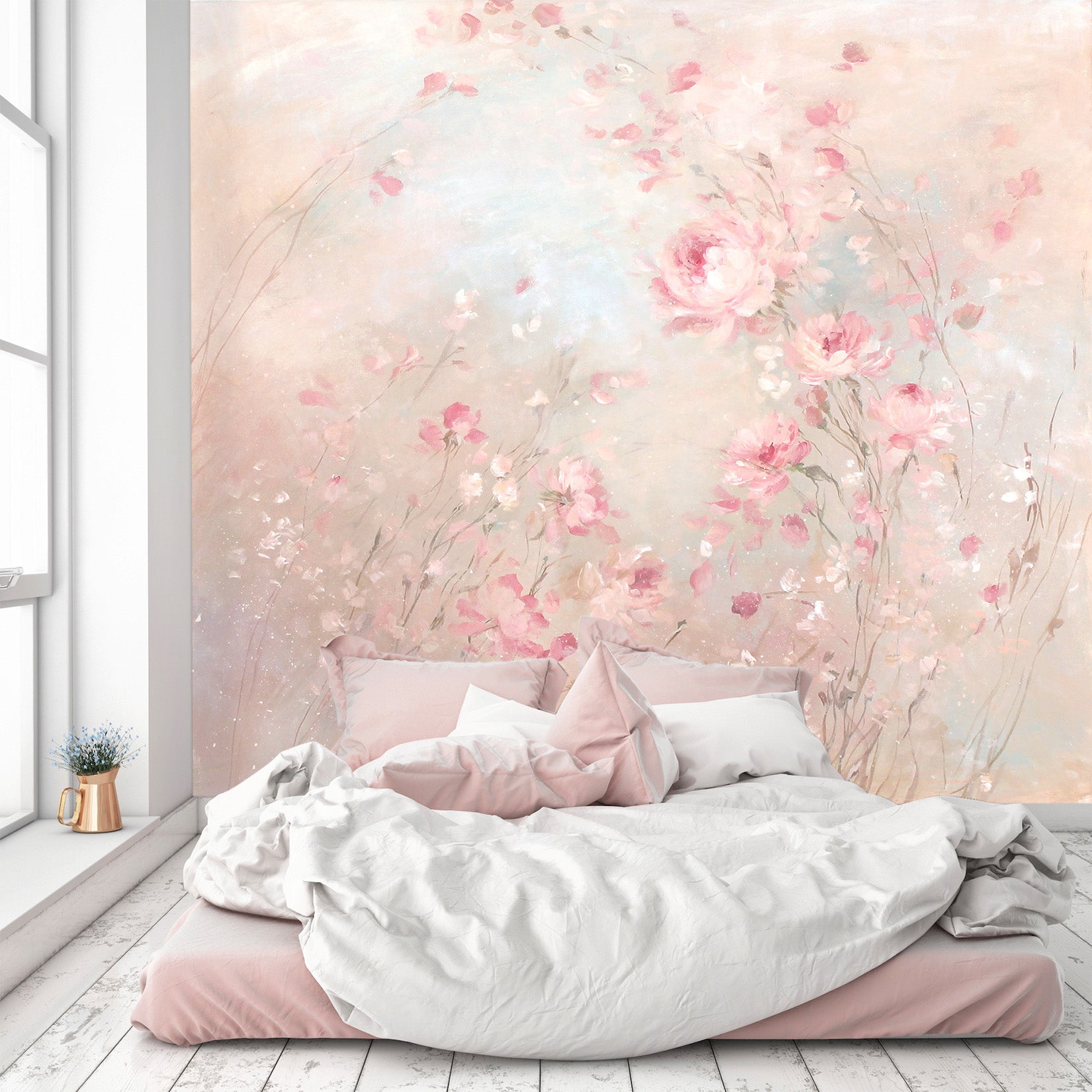 3D Pink Flowers 1403 Debi Coules Wall Mural Wall Murals