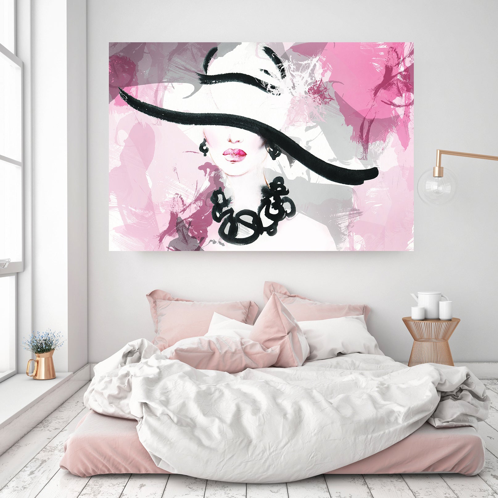 3D White Hat Lady 1014 Wall Sticker
