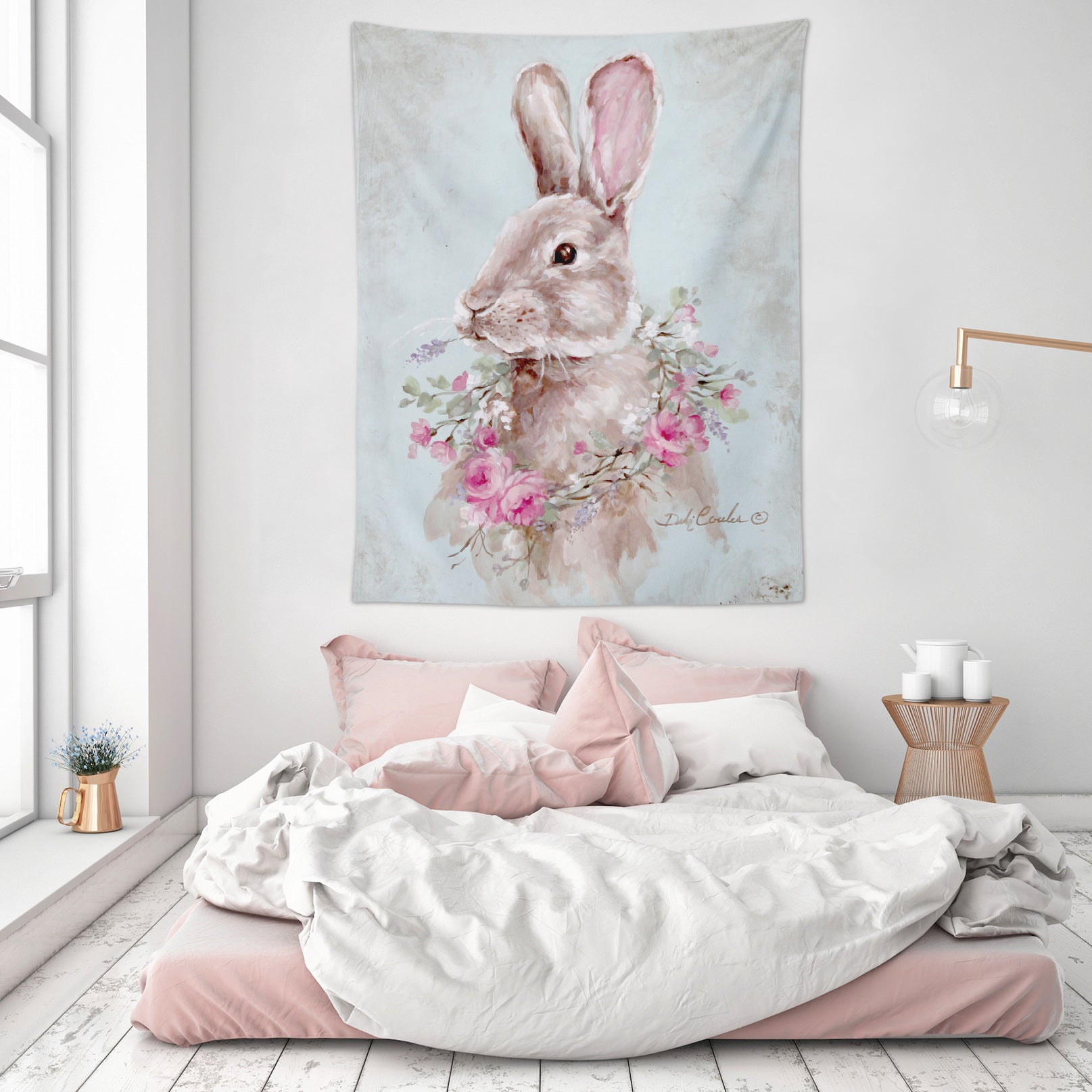 3D Rabbit Wreath 111205 Debi Coules Tapestry Hanging Cloth Hang