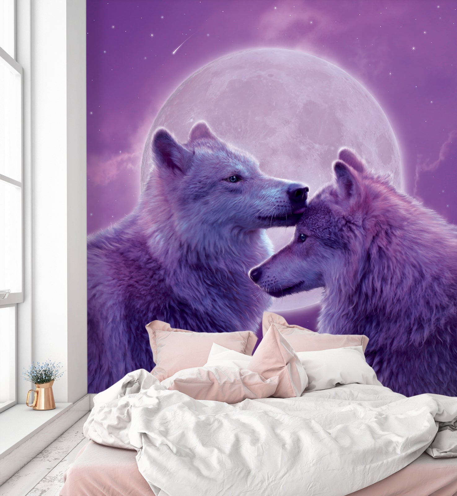 3D Loving Wolves 1427 Wall Murals Exclusive Designer Vincent Wallpaper AJ Wallpaper 