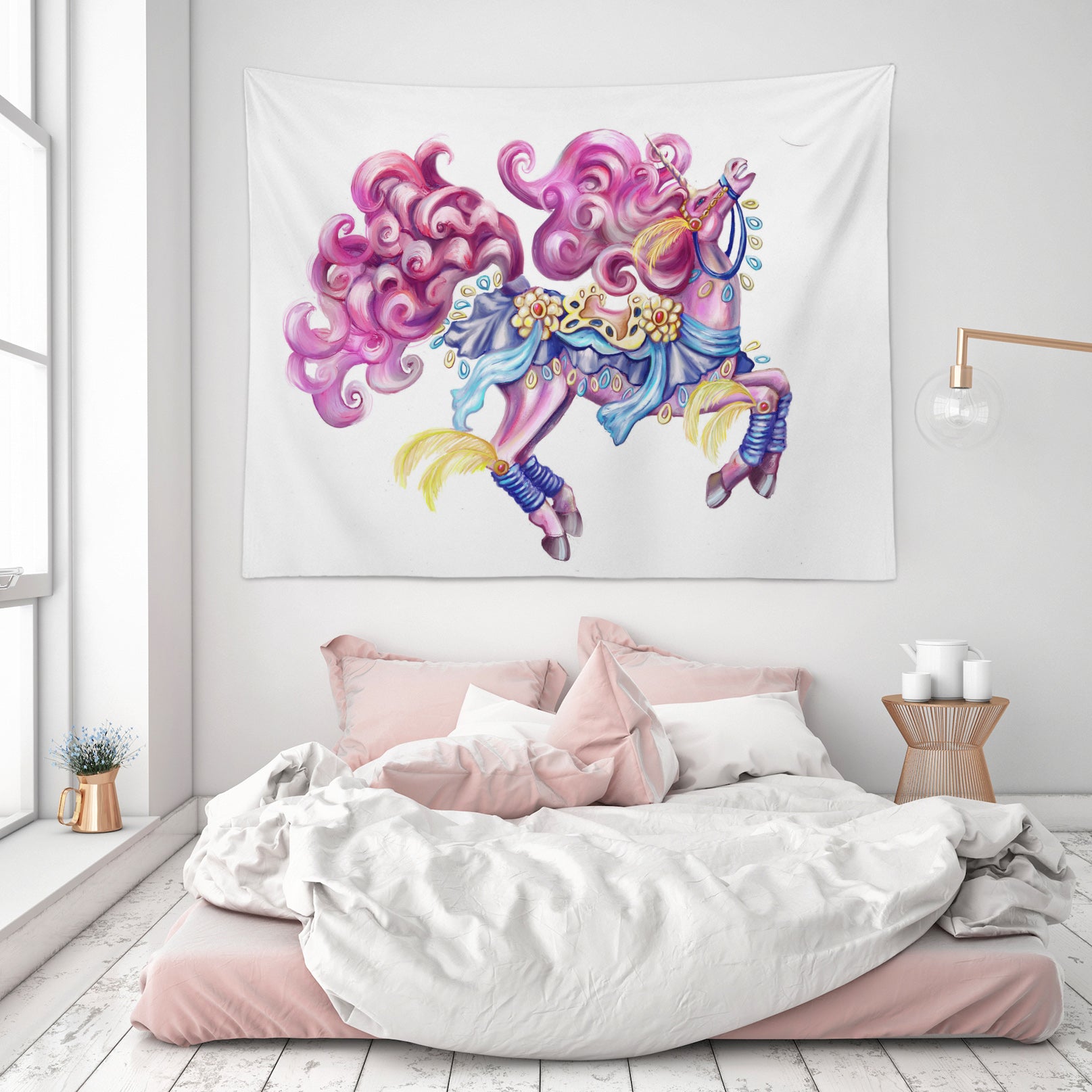 3D Pink Unicorn 956 Rose Catherine Khan Tapestry Hanging Cloth Hang