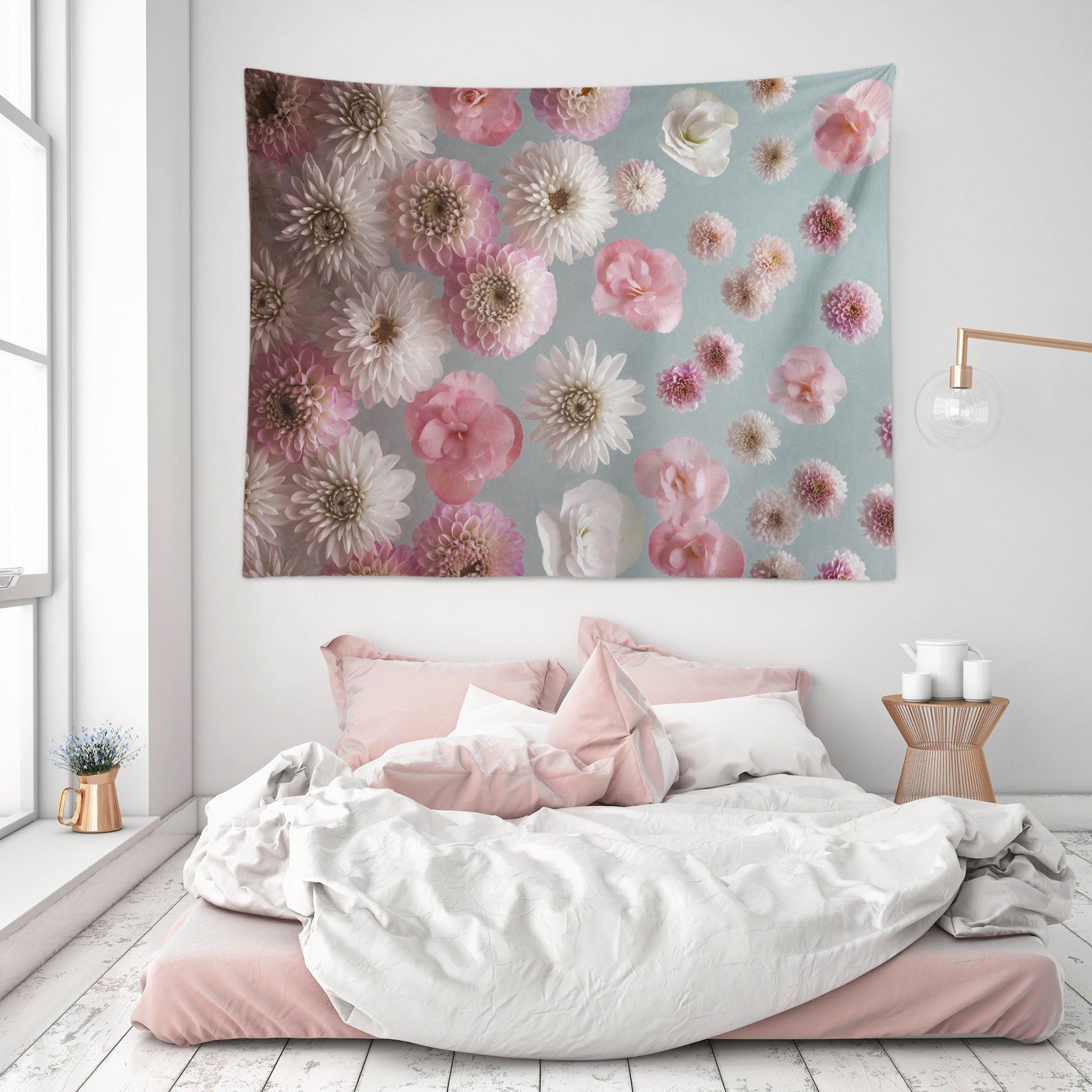 3D Pink White Chrysanthemum 11695 Assaf Frank Tapestry Hanging Cloth Hang