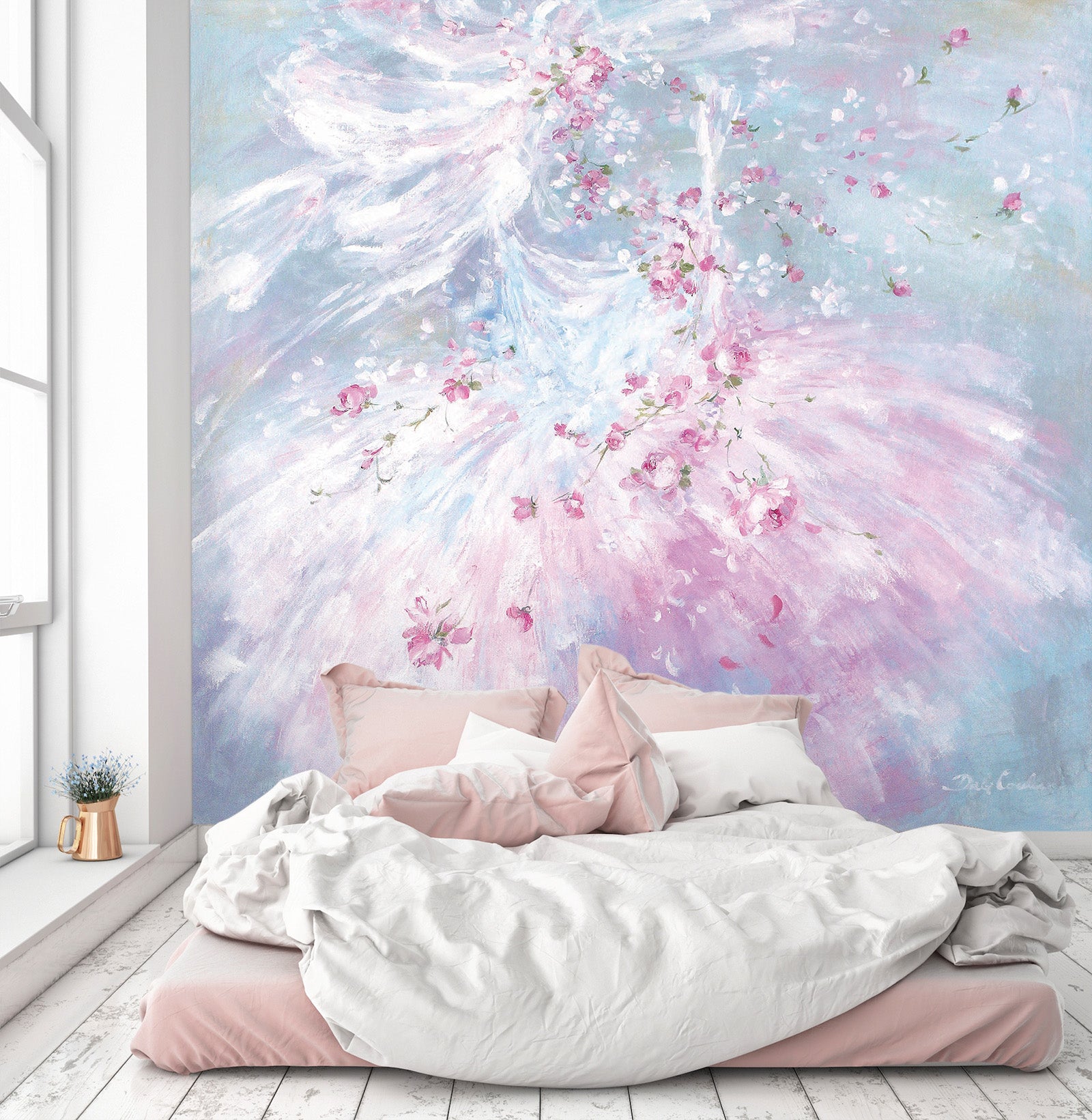 3D Pink Petals Dress 3125 Debi Coules Wall Mural Wall Murals