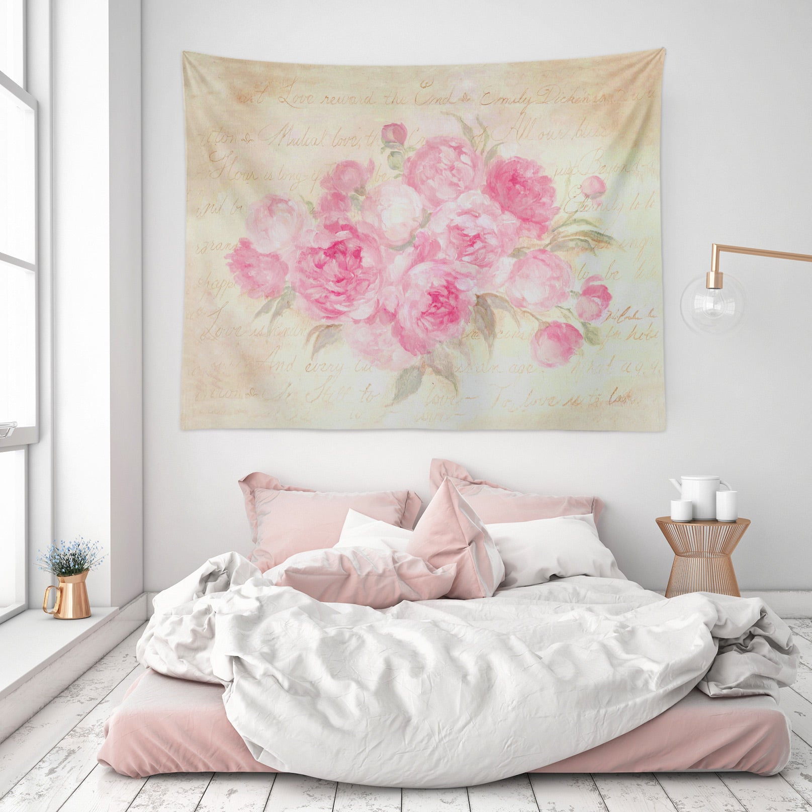 3D Flowers Pink 111183 Debi Coules Tapestry Hanging Cloth Hang