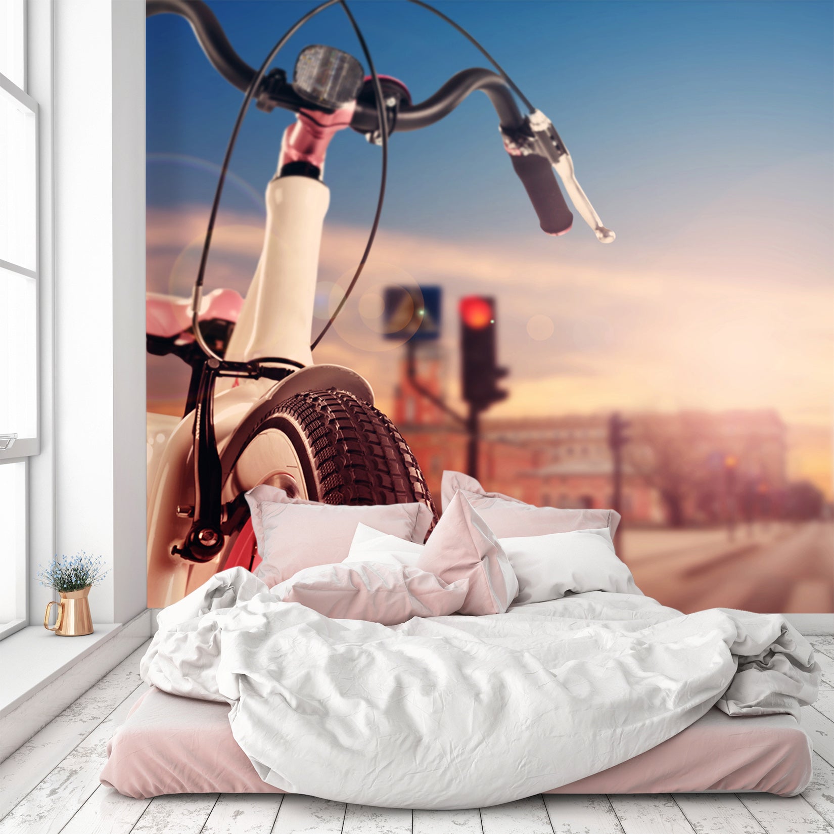 3D Red Light Bicycle 009 Vehicle Wall Murals