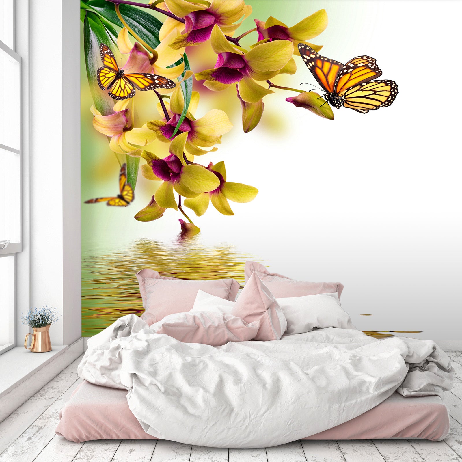 3D Yellow Butterfly 396 Wall Murals
