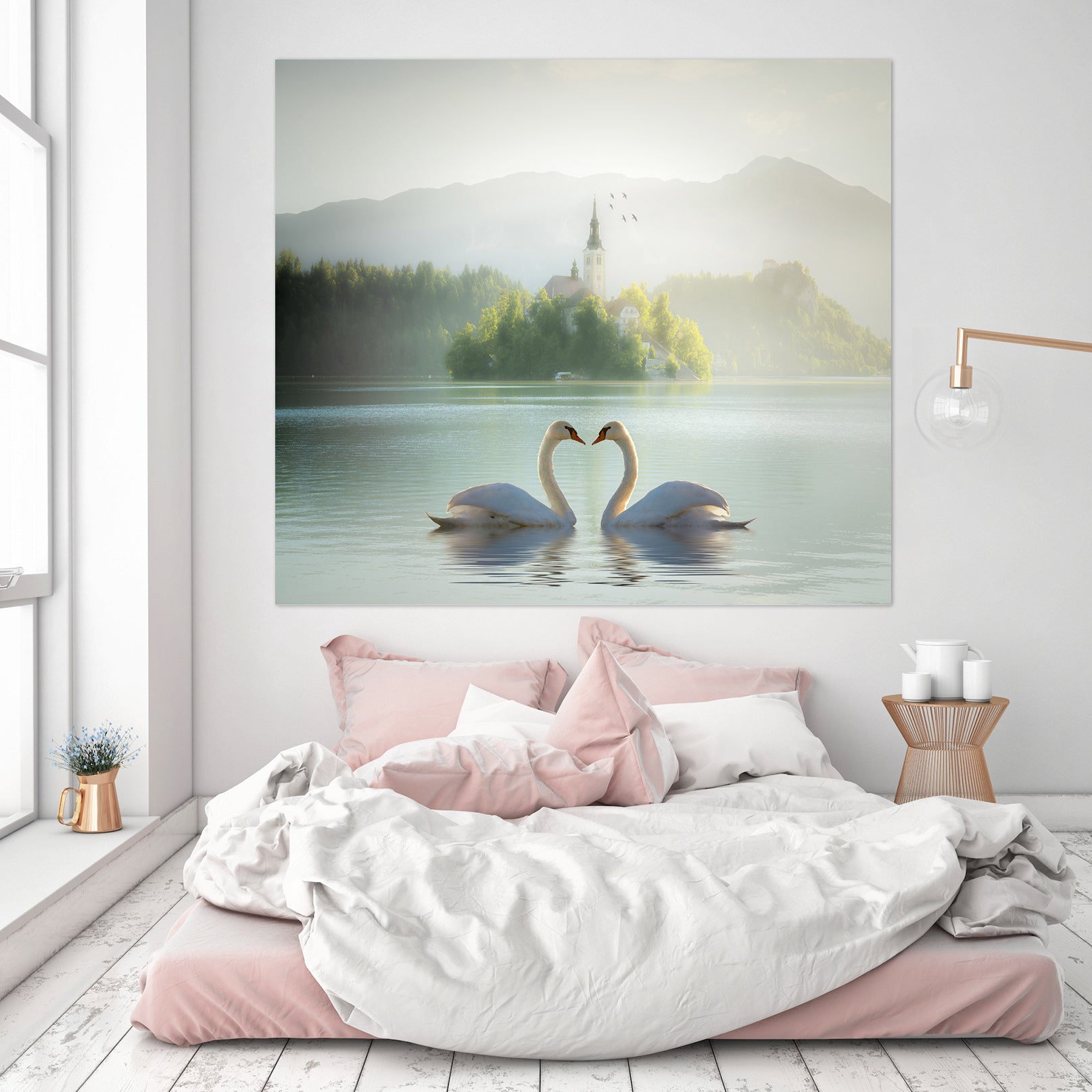 3D Swan Lake 124 Marco Carmassi Wall Sticker