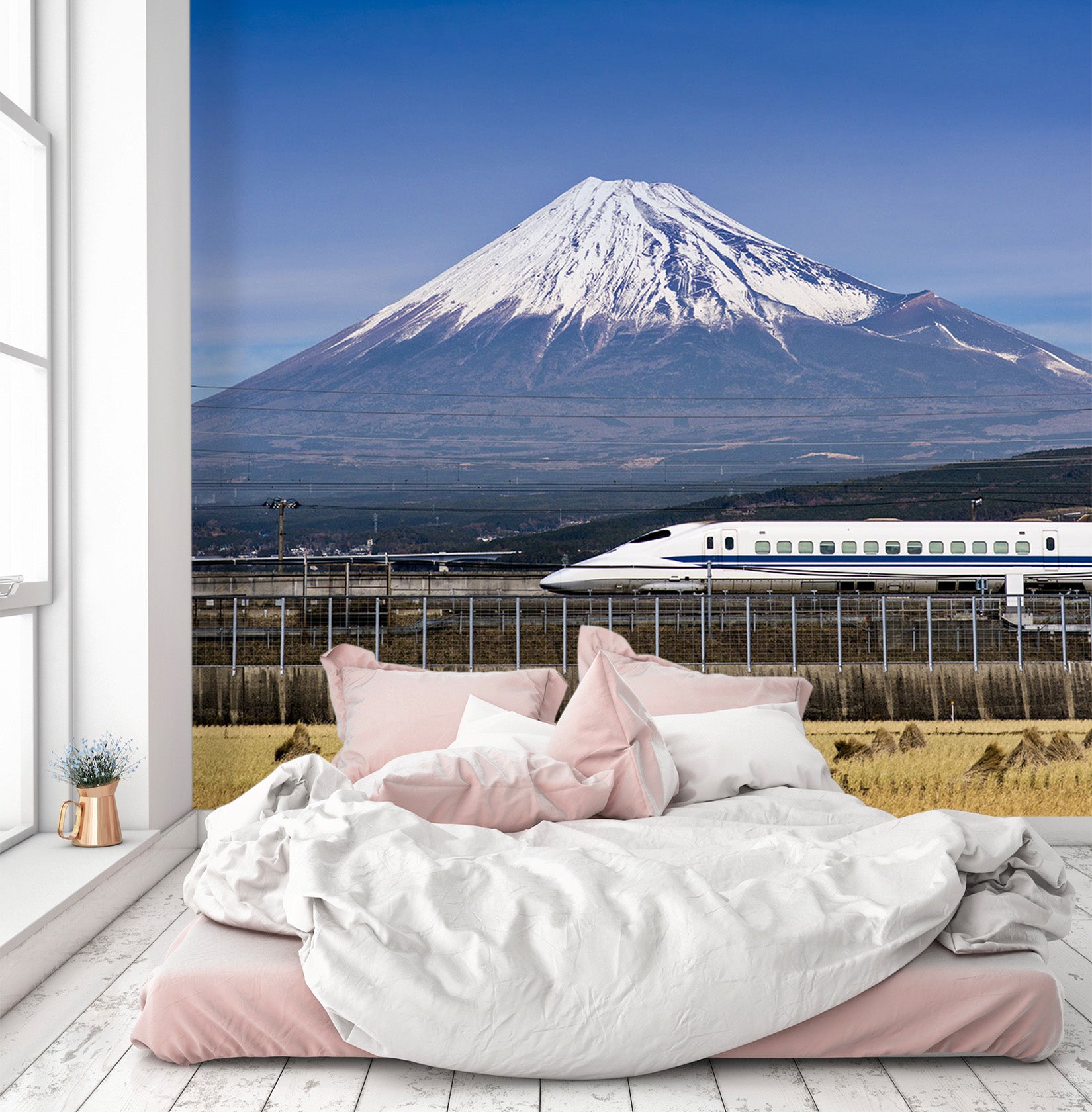 3D Snow Mountain Train 154 Vehicle Wall Murals