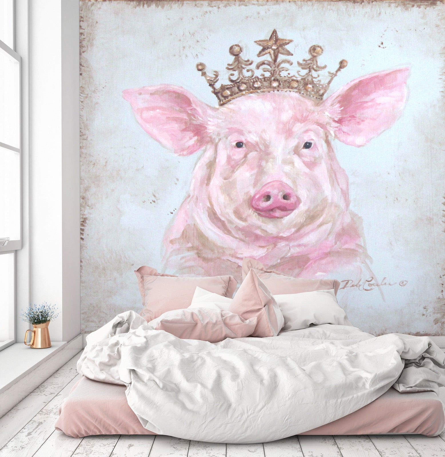 3D Pig Crown 3161 Debi Coules Wall Mural Wall Murals