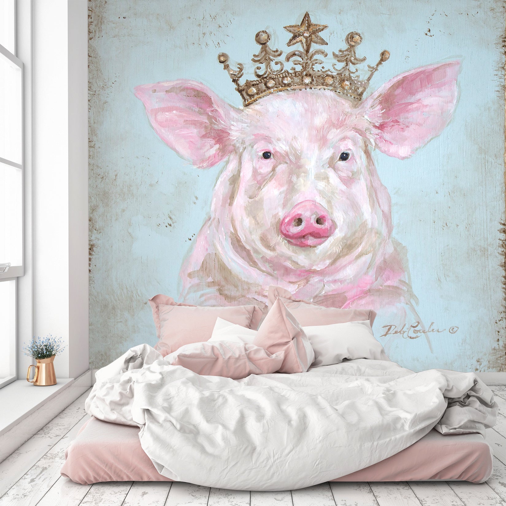 3D Crown Pig 1603 Debi Coules Wall Mural Wall Murals