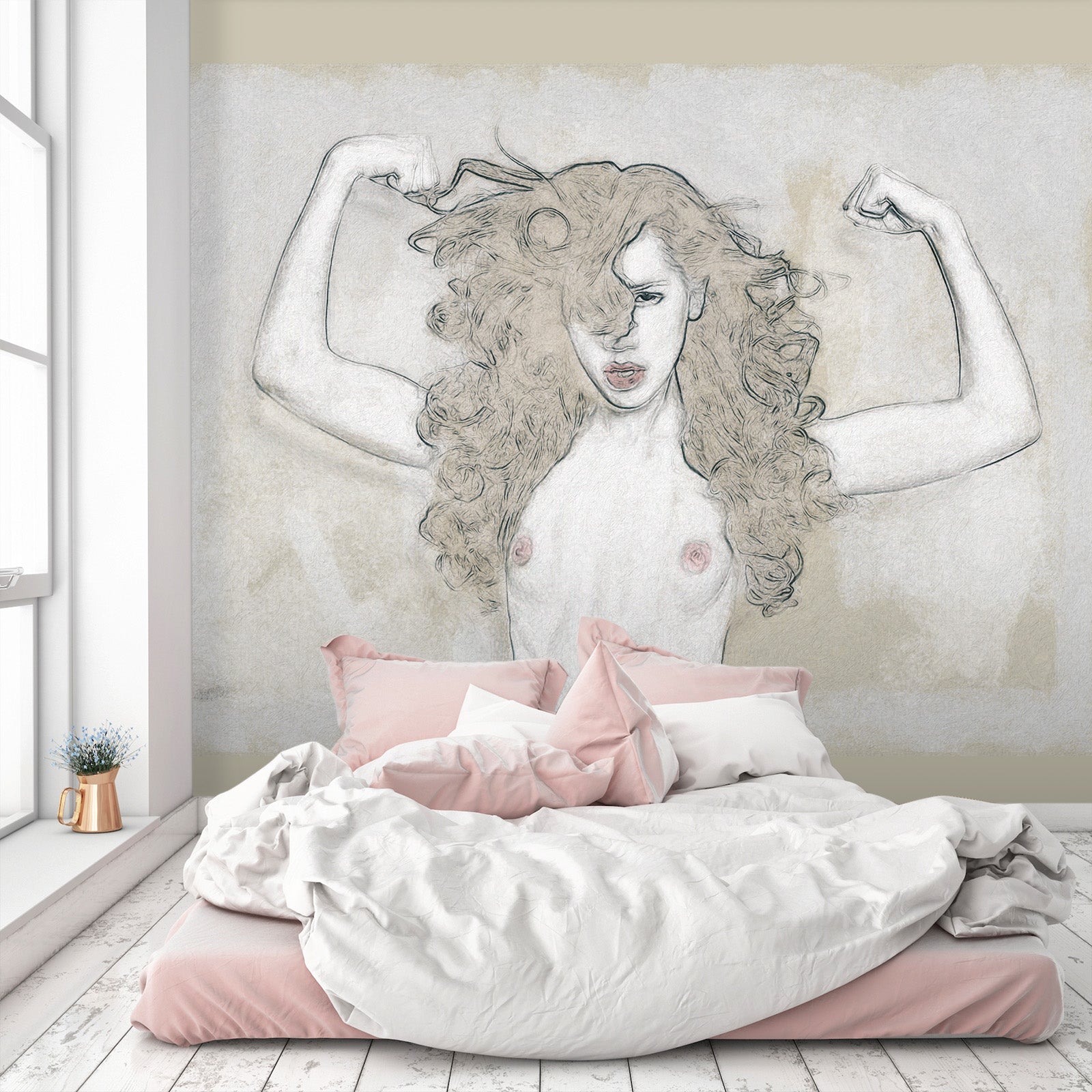 3D Long Haired Girl 1415 Marco Cavazzana Wall Mural Wall Mural