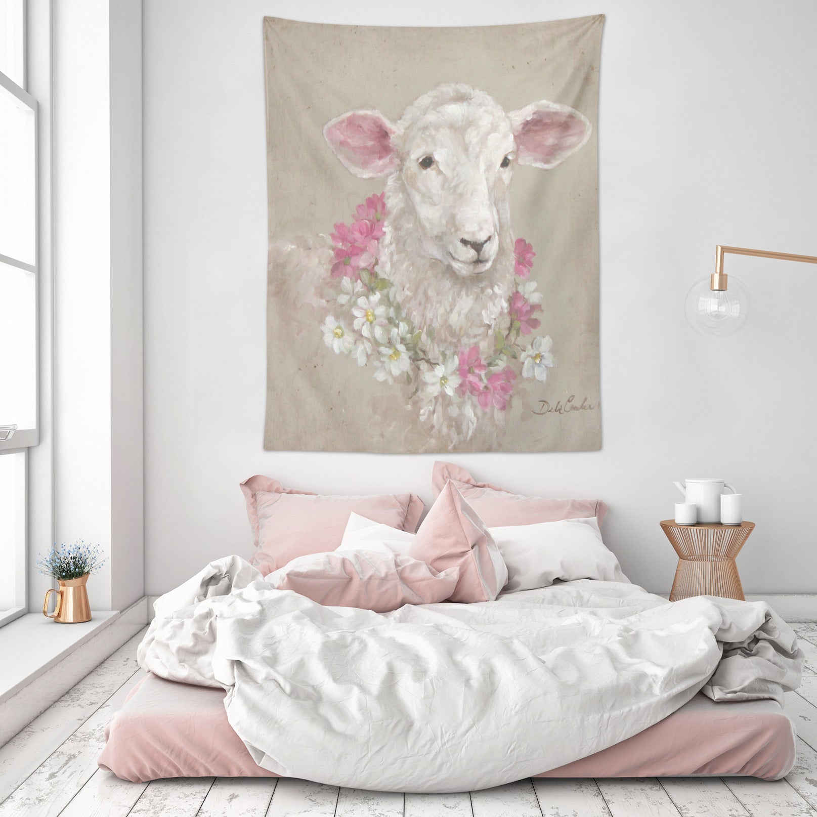 3D Wreath Sheep 11212 Debi Coules Tapestry Hanging Cloth Hang