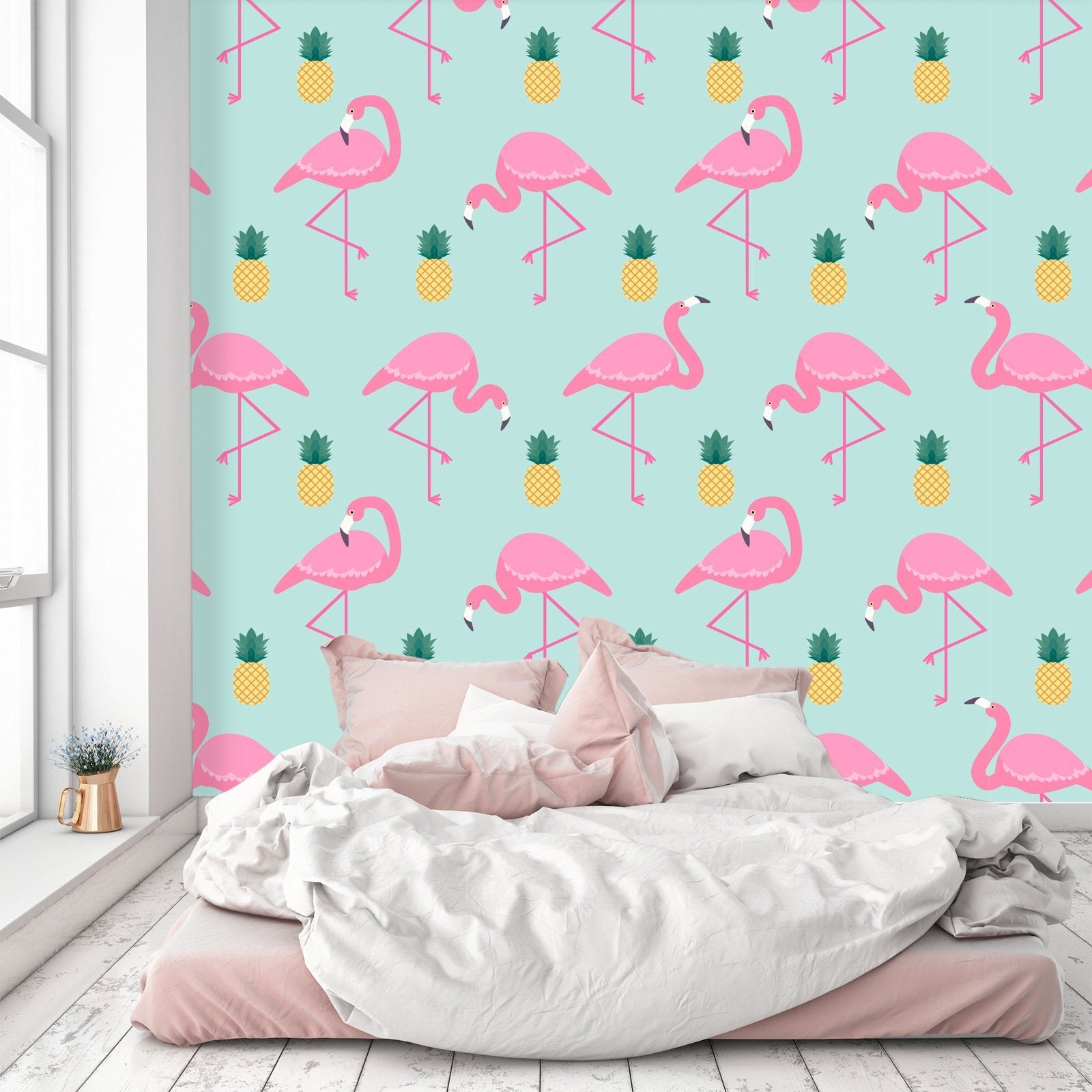 3D Flamingo Pineapple 454 Wallpaper AJ Wallpaper 