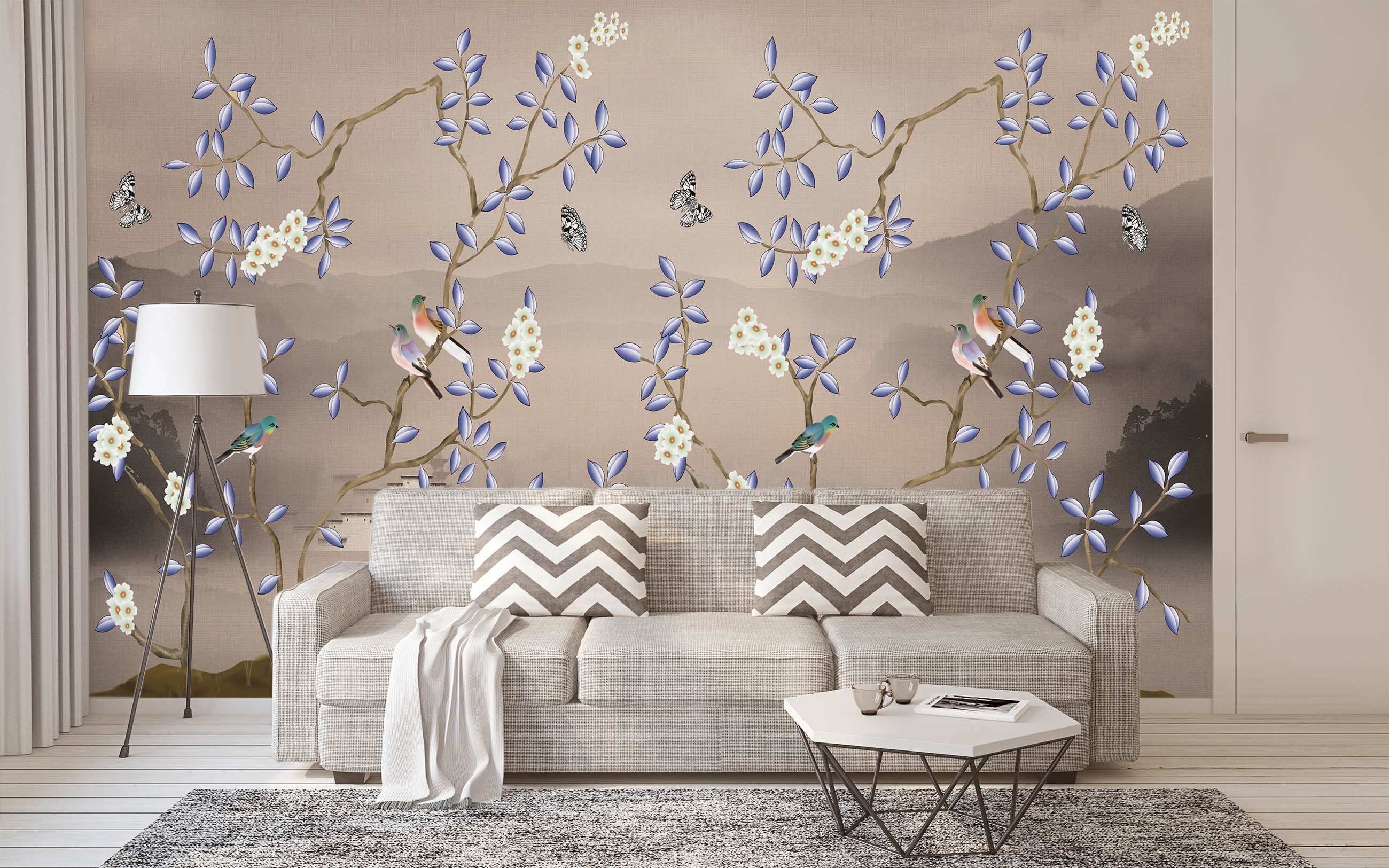 3D Flower Bird 1454 Wall Murals