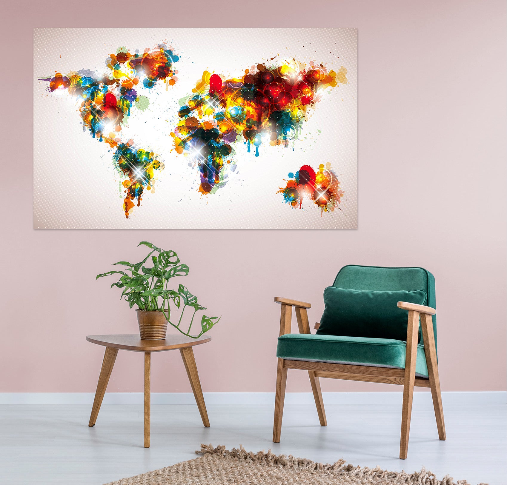 3D Color Splash 138 World Map Wall Sticker
