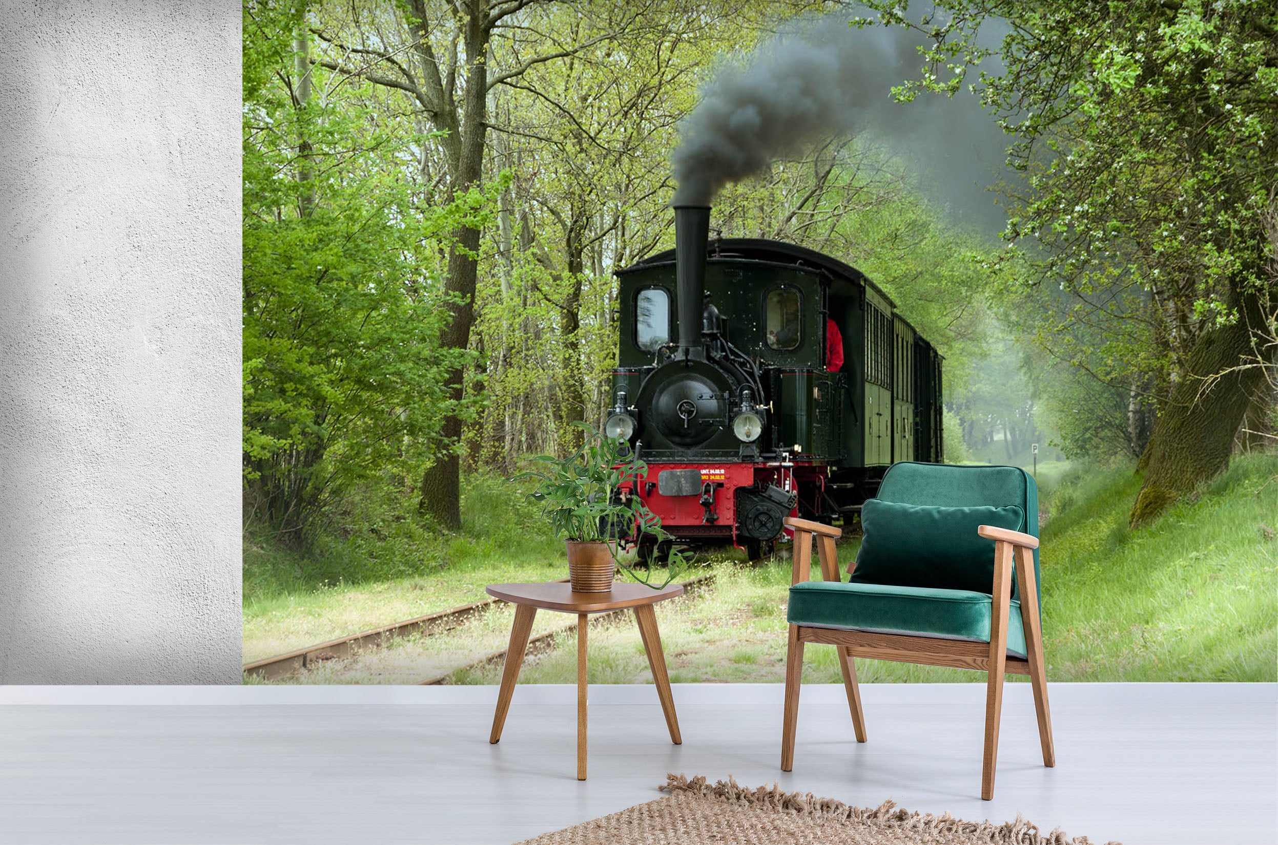 3D Black Train Woods 254 Vehicle Wall Murals