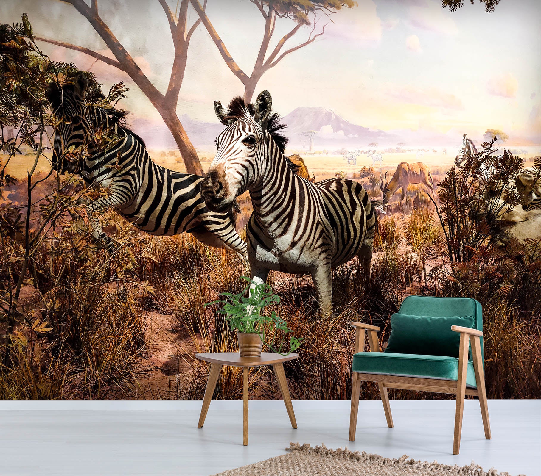 3D Zebra Grass 421 Wall Murals