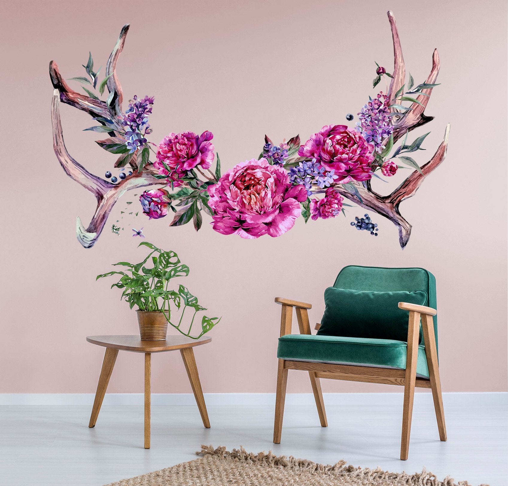 3D Red Flower Corner 026 Wall Stickers Wallpaper AJ Wallpaper 