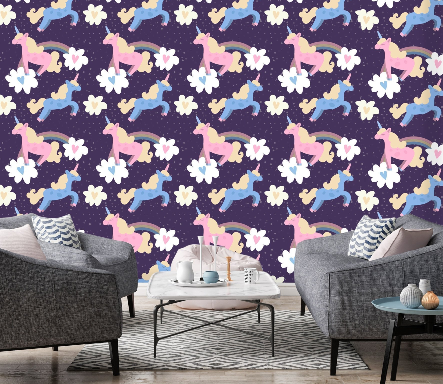 3D Rainbow Cartoon Unicorn 417 Wallpaper AJ Wallpaper 