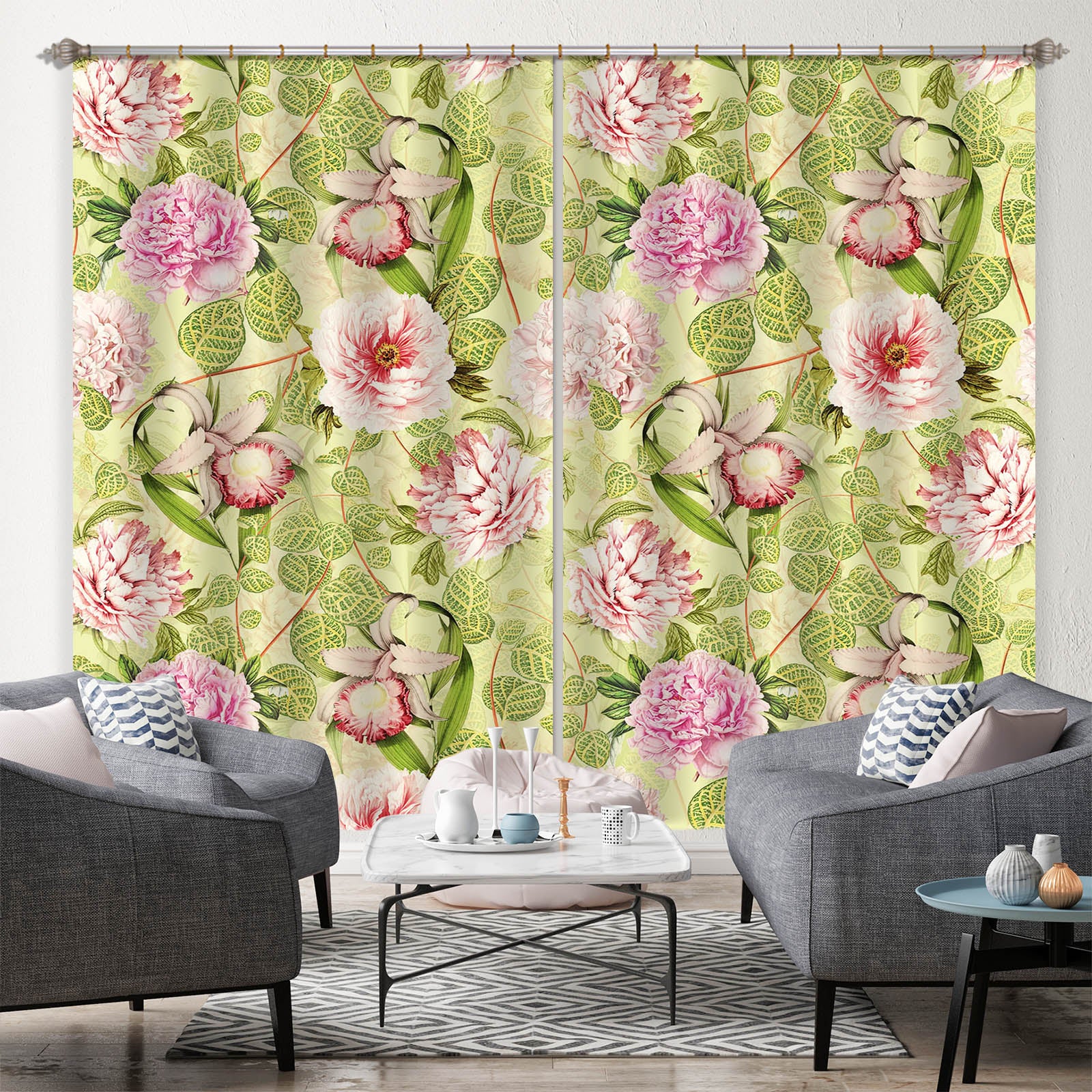 3D Pink Spring 184 Uta Naumann Curtain Curtains Drapes