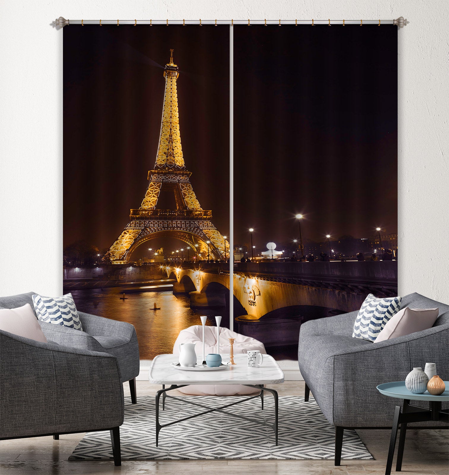 3D Eiffel Tower 003 Assaf Frank Curtain Curtains Drapes