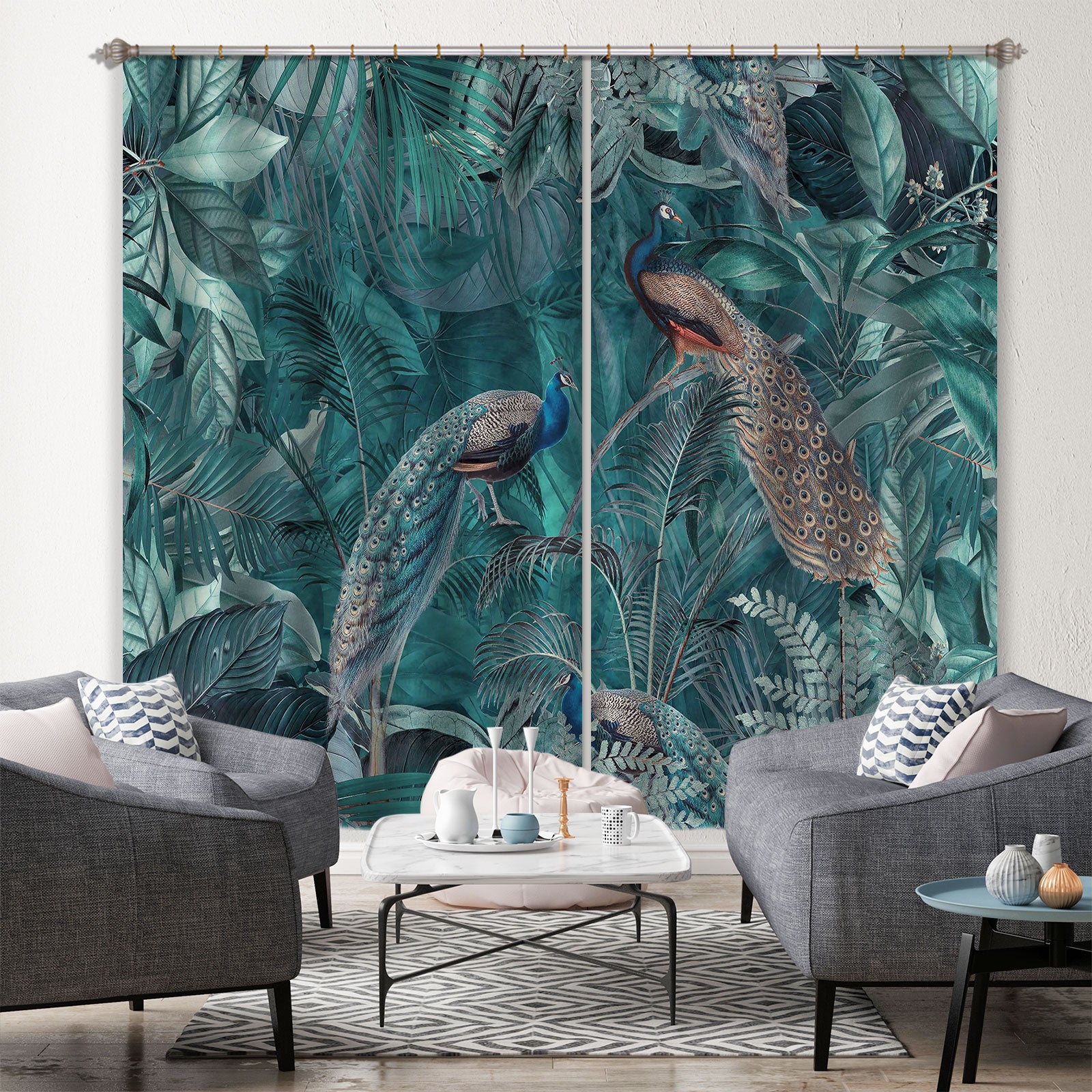 3D Peacock Leaves 012 Andrea haase Curtain Curtains Drapes