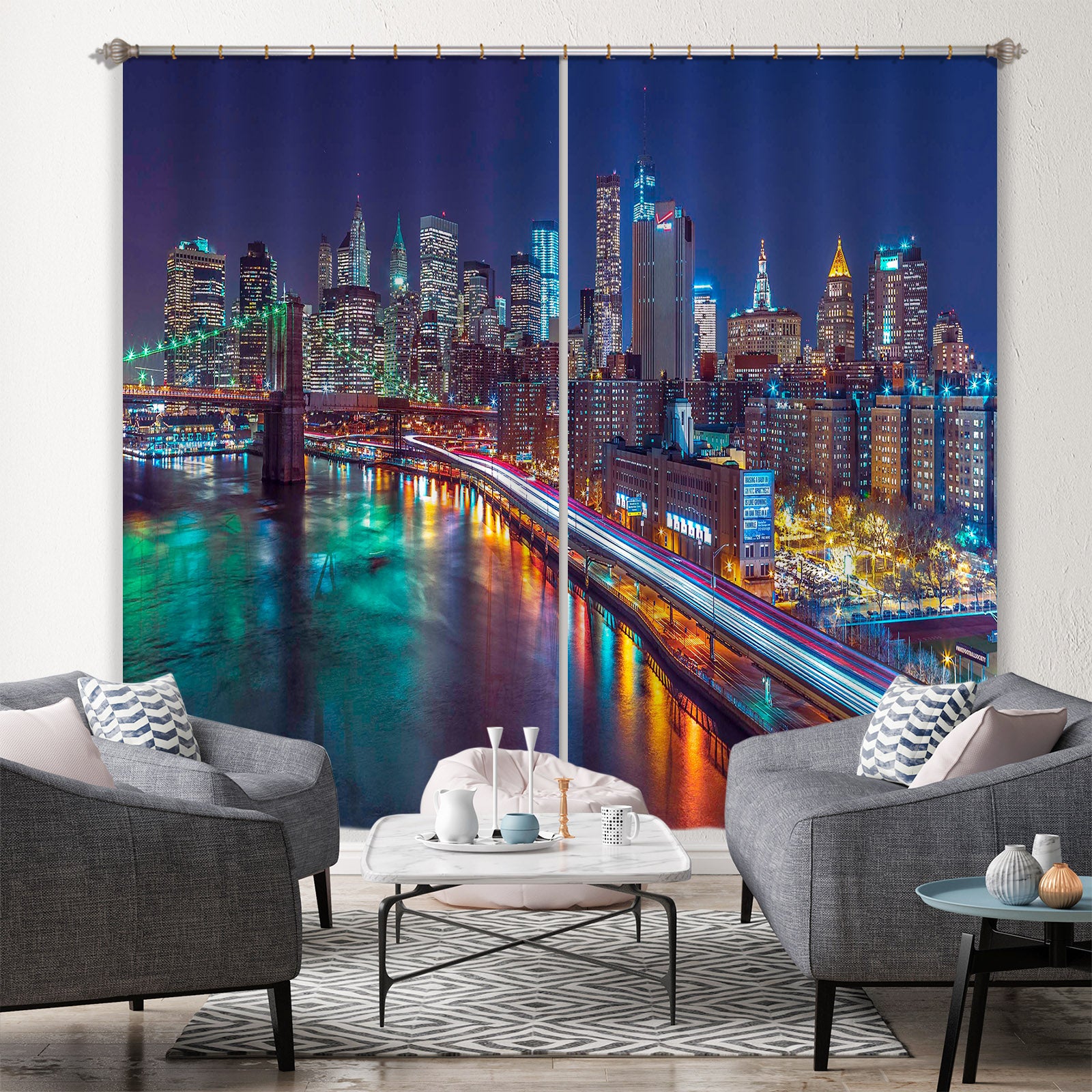 3D Night Lights 008 Assaf Frank Curtain Curtains Drapes