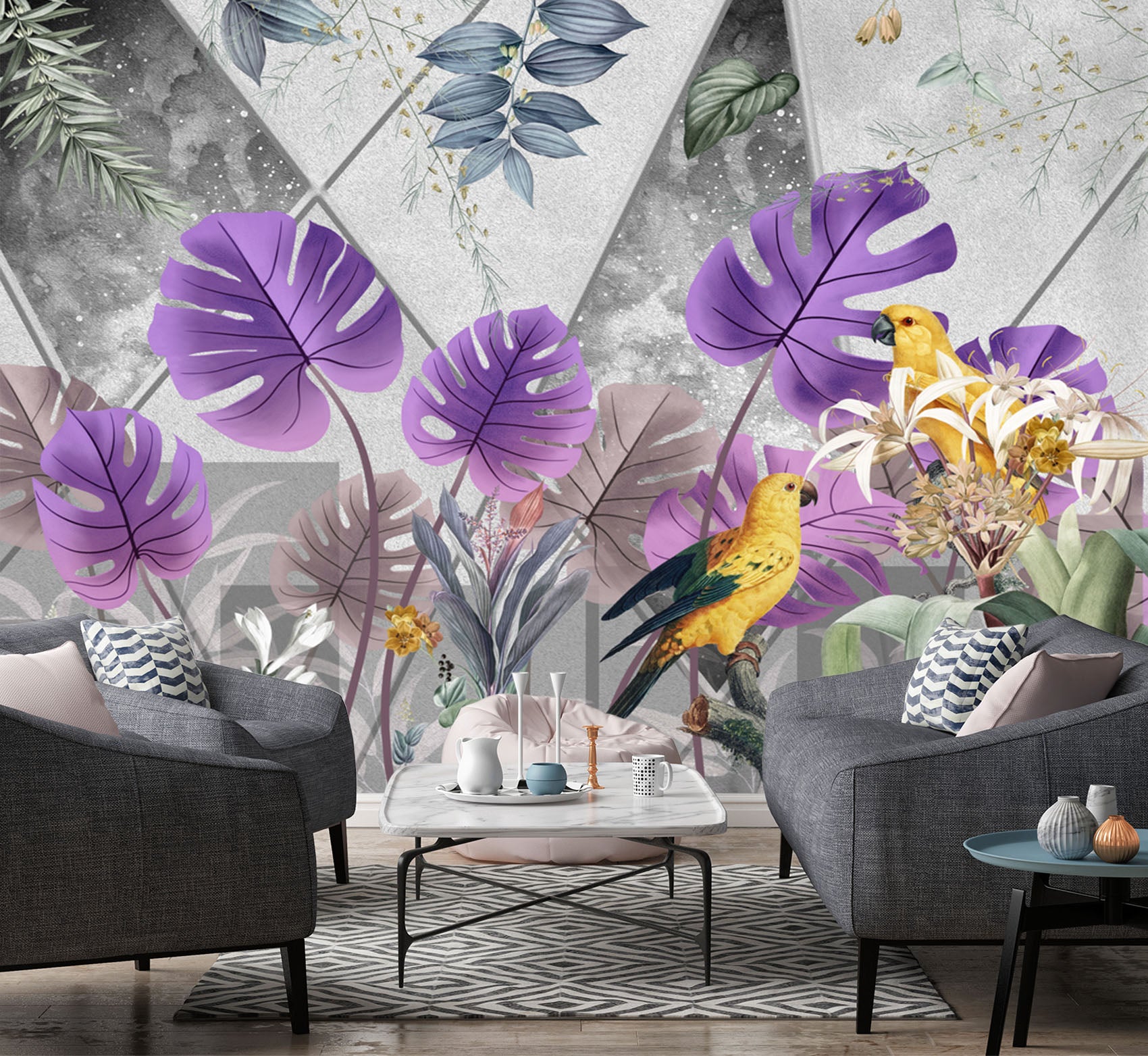 3D Purple Leaves 1538 Wall Murals