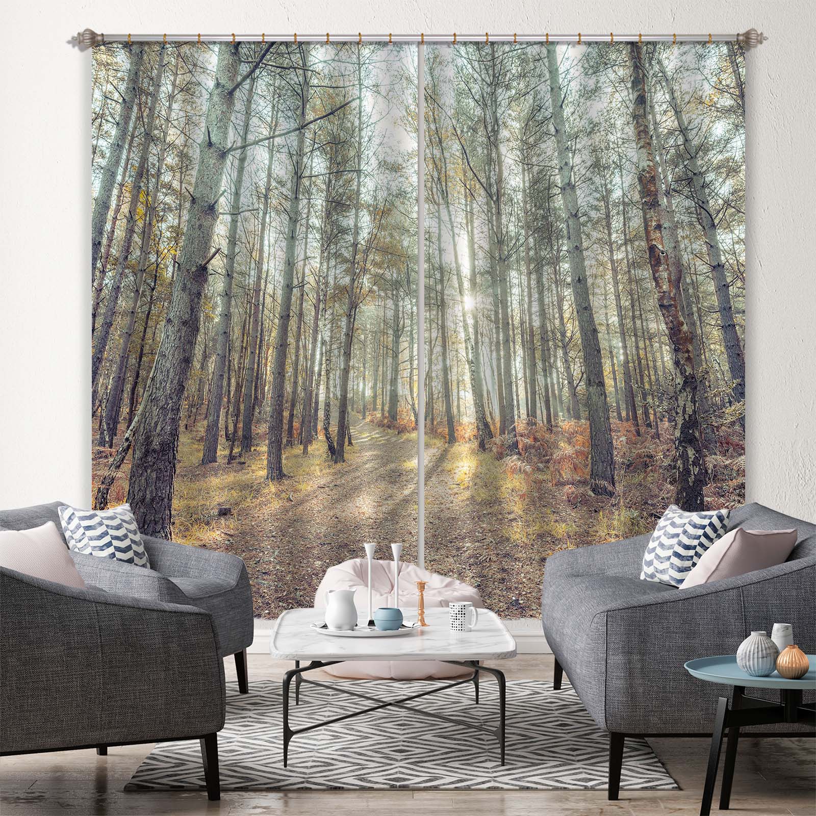 3D Sun Forest 6414 Assaf Frank Curtain Curtains Drapes