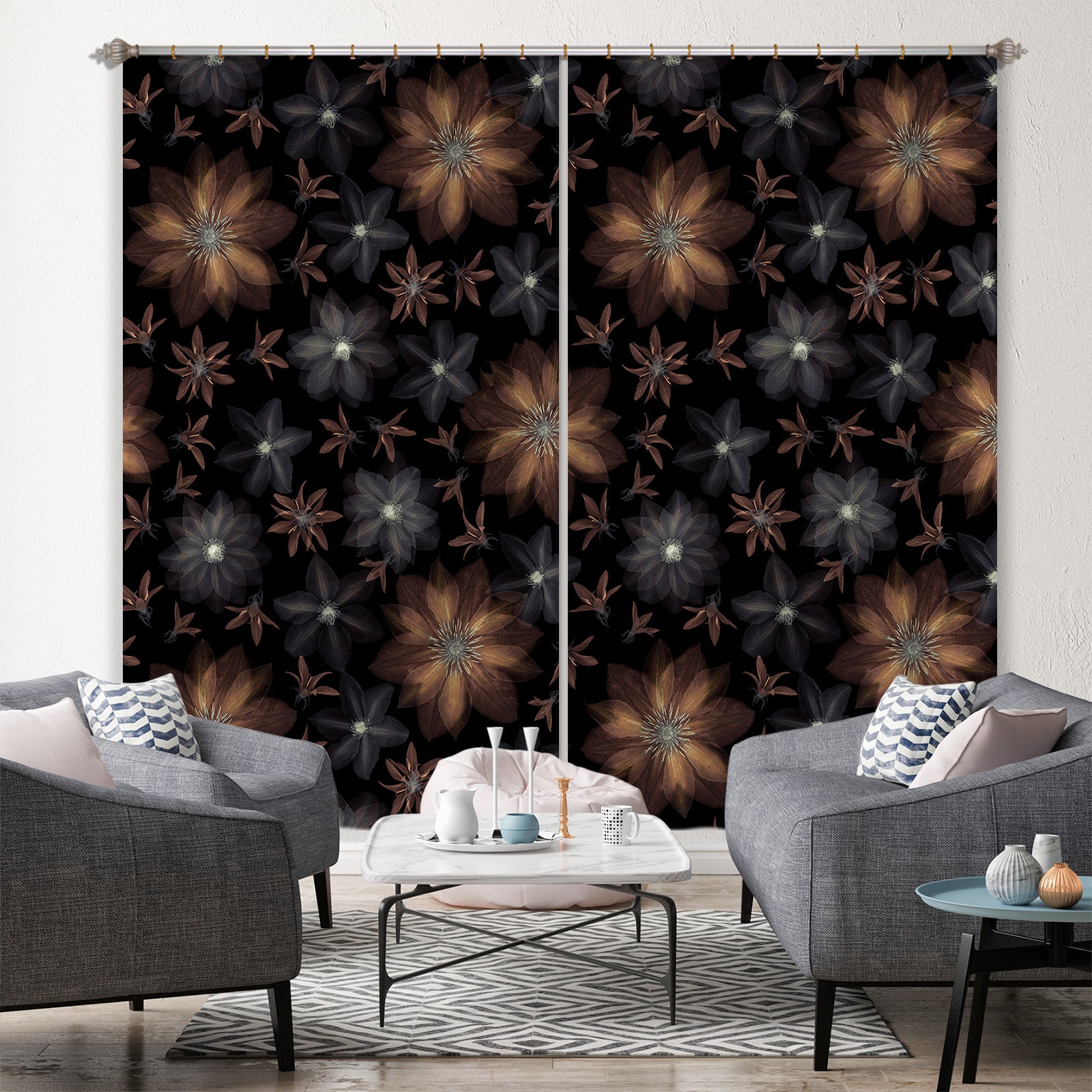 3D Yellow Flower 099 Assaf Frank Curtain Curtains Drapes