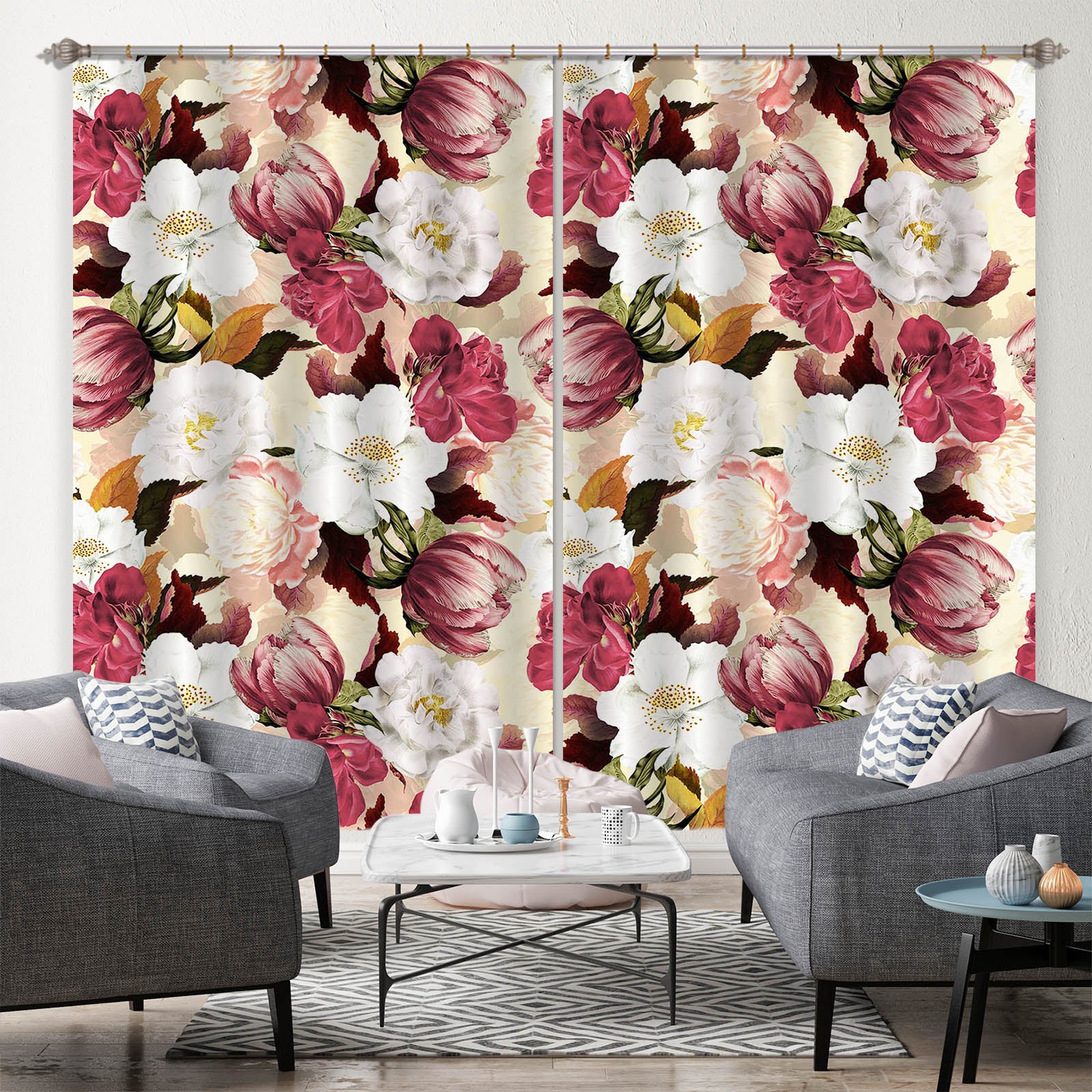 3D Painted Flowers 168 Uta Naumann Curtain Curtains Drapes