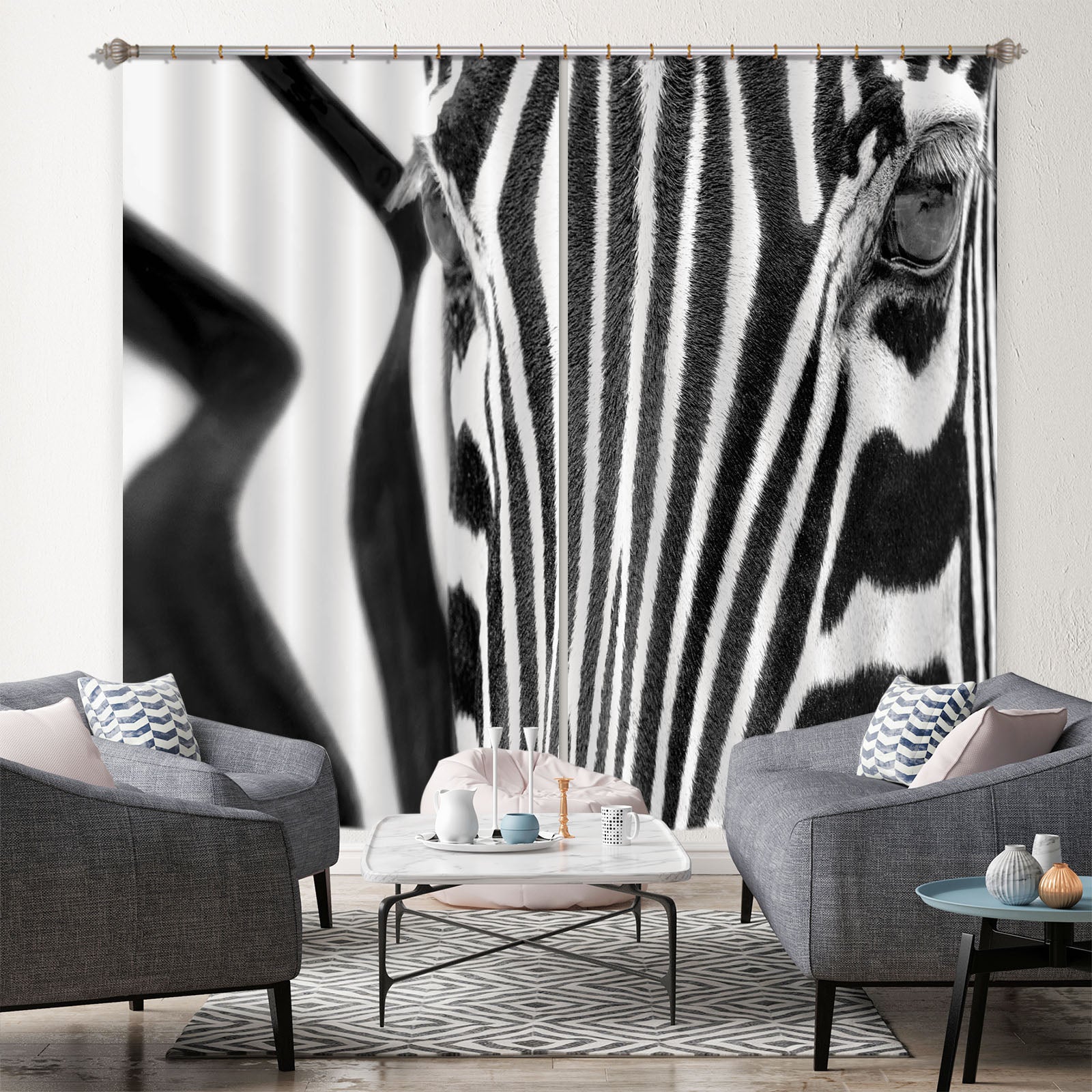 3D Zebra Lines 058 Marco Carmassi Curtain Curtains Drapes