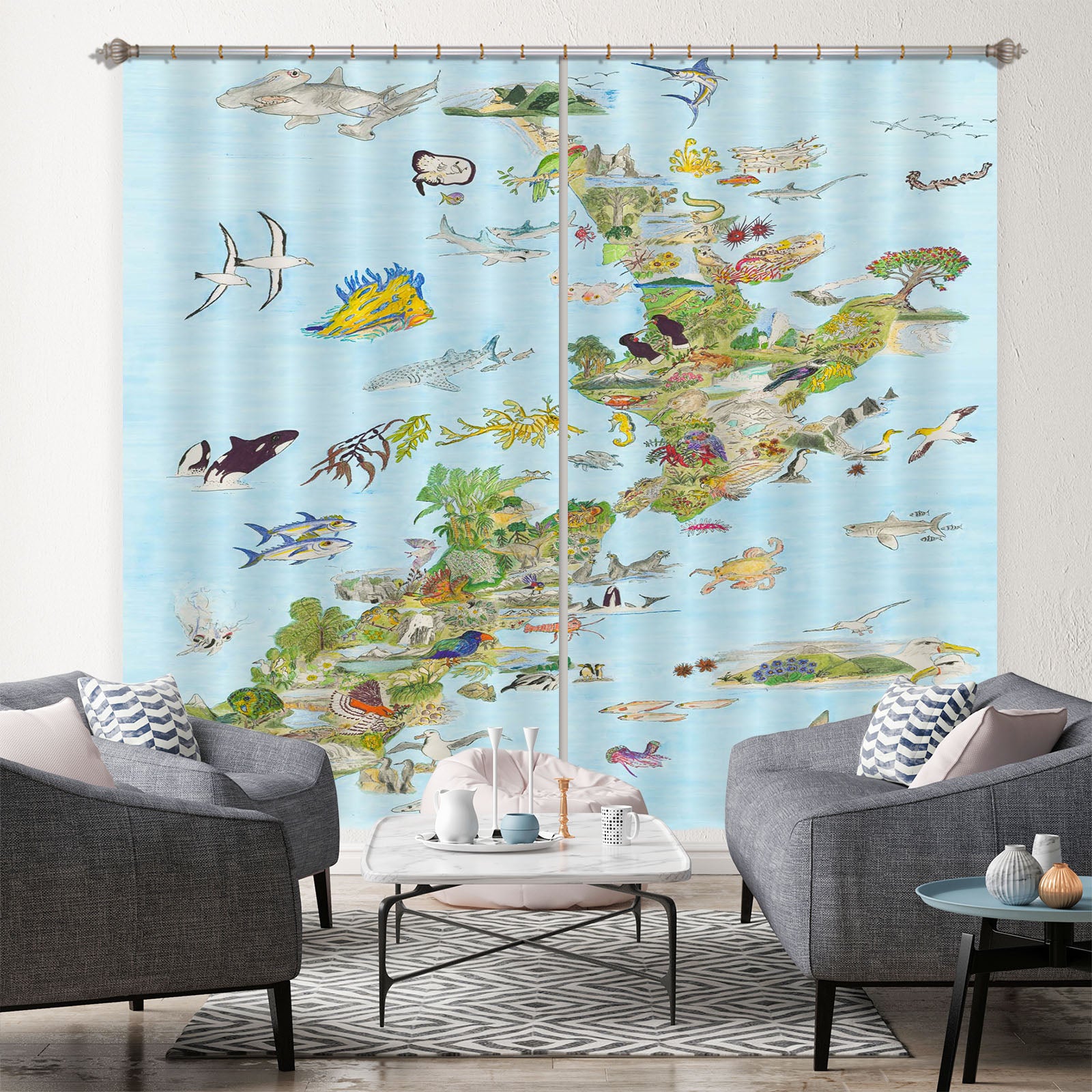 3D Various Animals 052 Michael Sewell Curtain Curtains Drapes