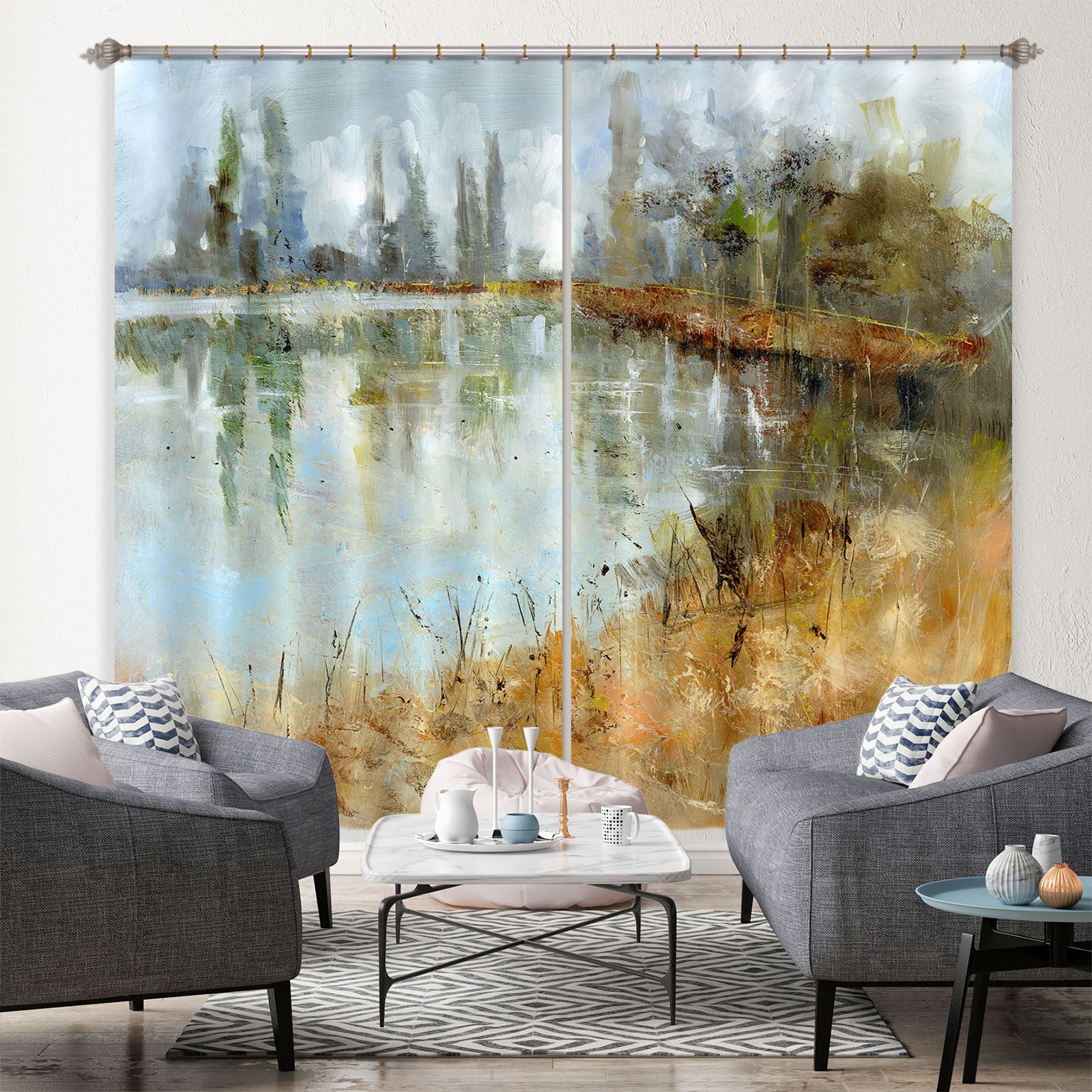 3D Country Road 012 Anne Farrall Doyle Curtain Curtains Drapes