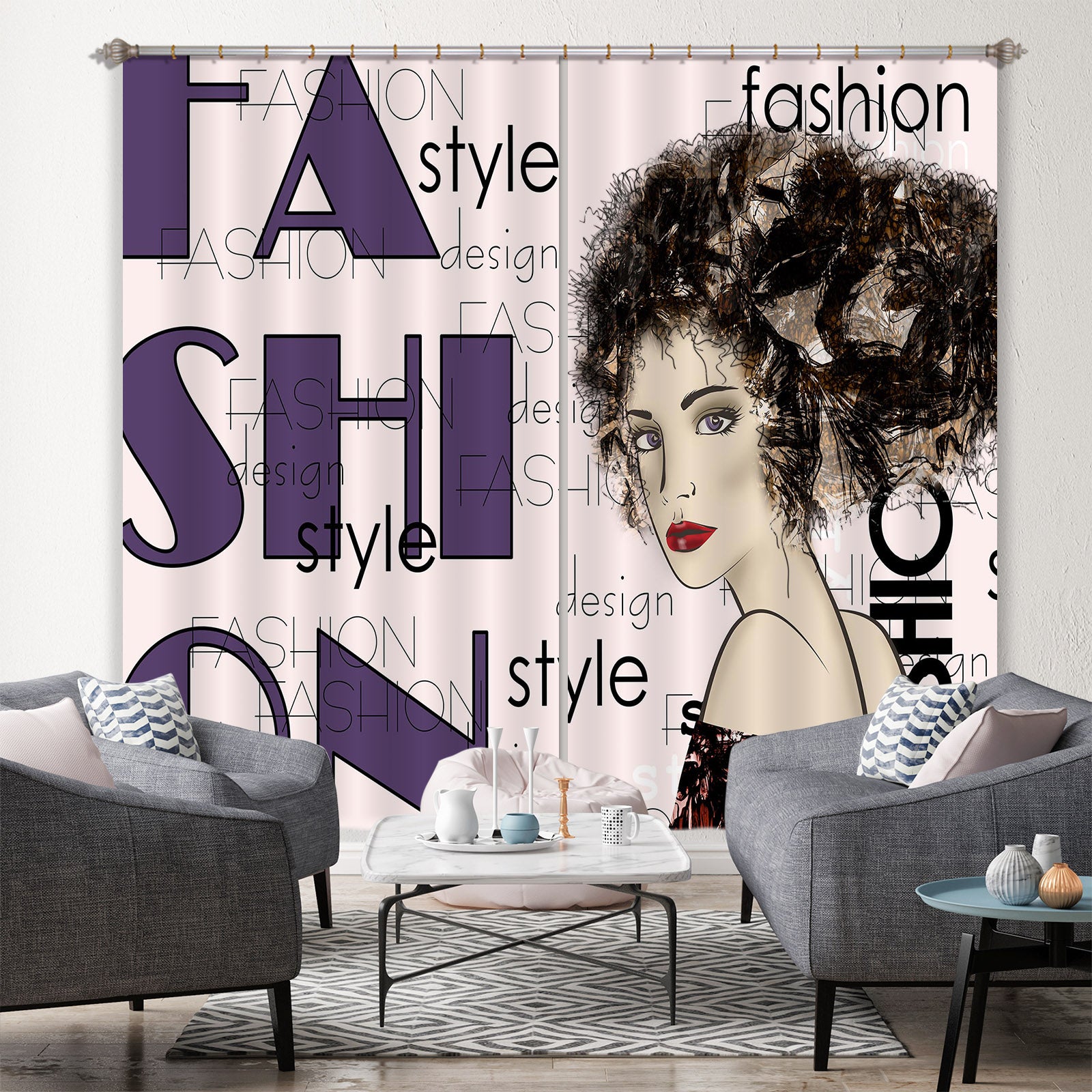 3D Fashion Girl 120 Curtains Drapes